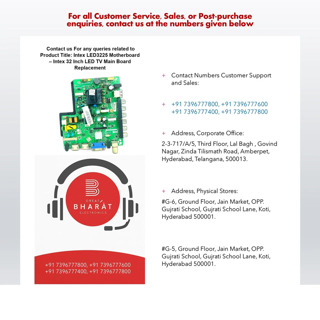 Intex LED3225 Motherboard – Intex 32 Inch LED TV Main Board Replacement - Great Bharat Electronics