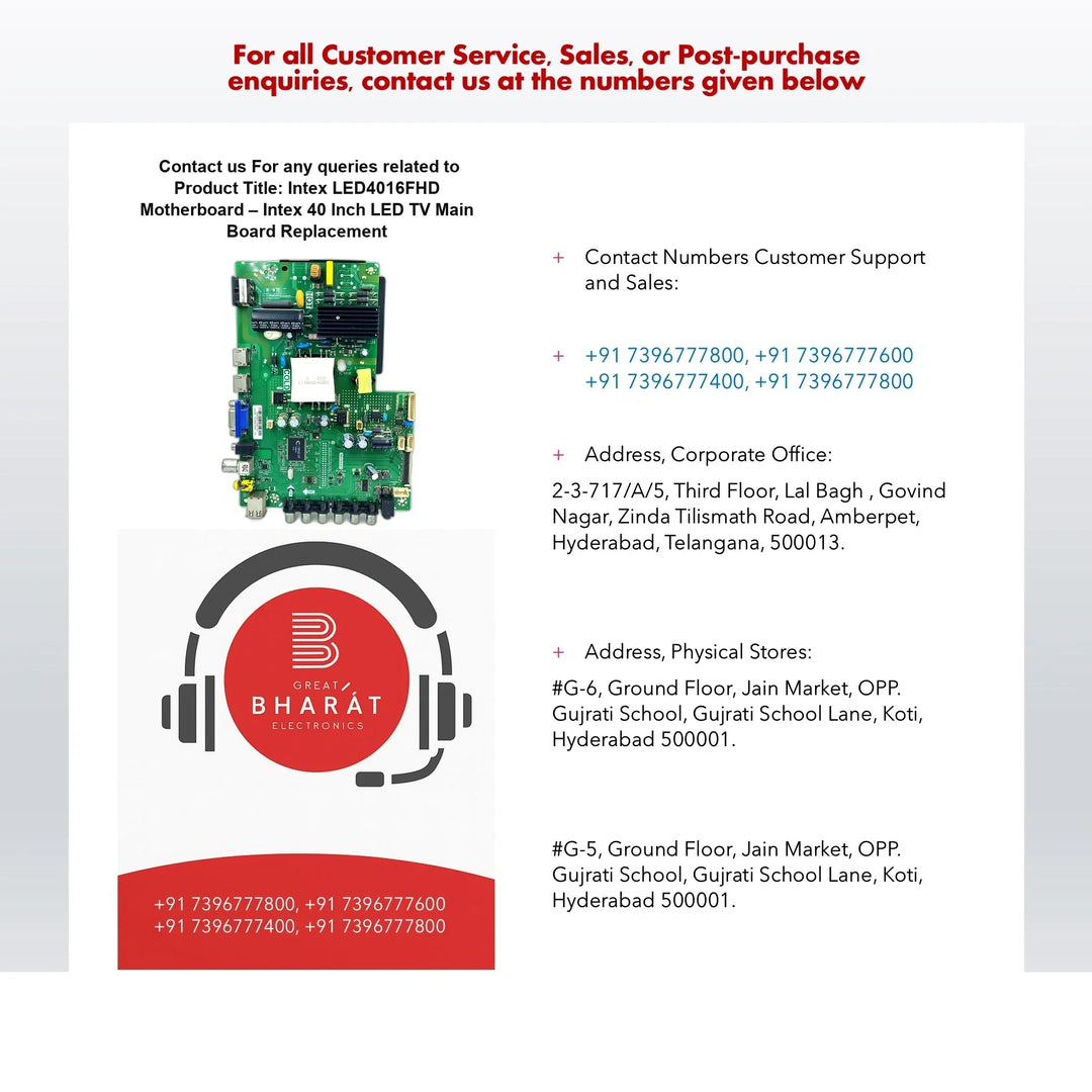 Intex LED4016FHD Motherboard – Intex 40 Inch LED TV Main Board Replacement - Great Bharat Electronics