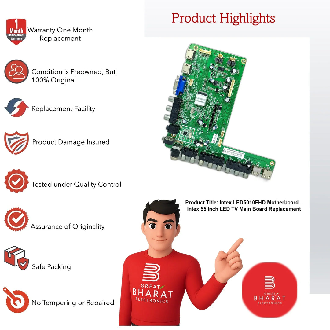 Intex LED5010FHD Motherboard – Intex 55 Inch LED TV Main Board Replacement - Great Bharat Electronics