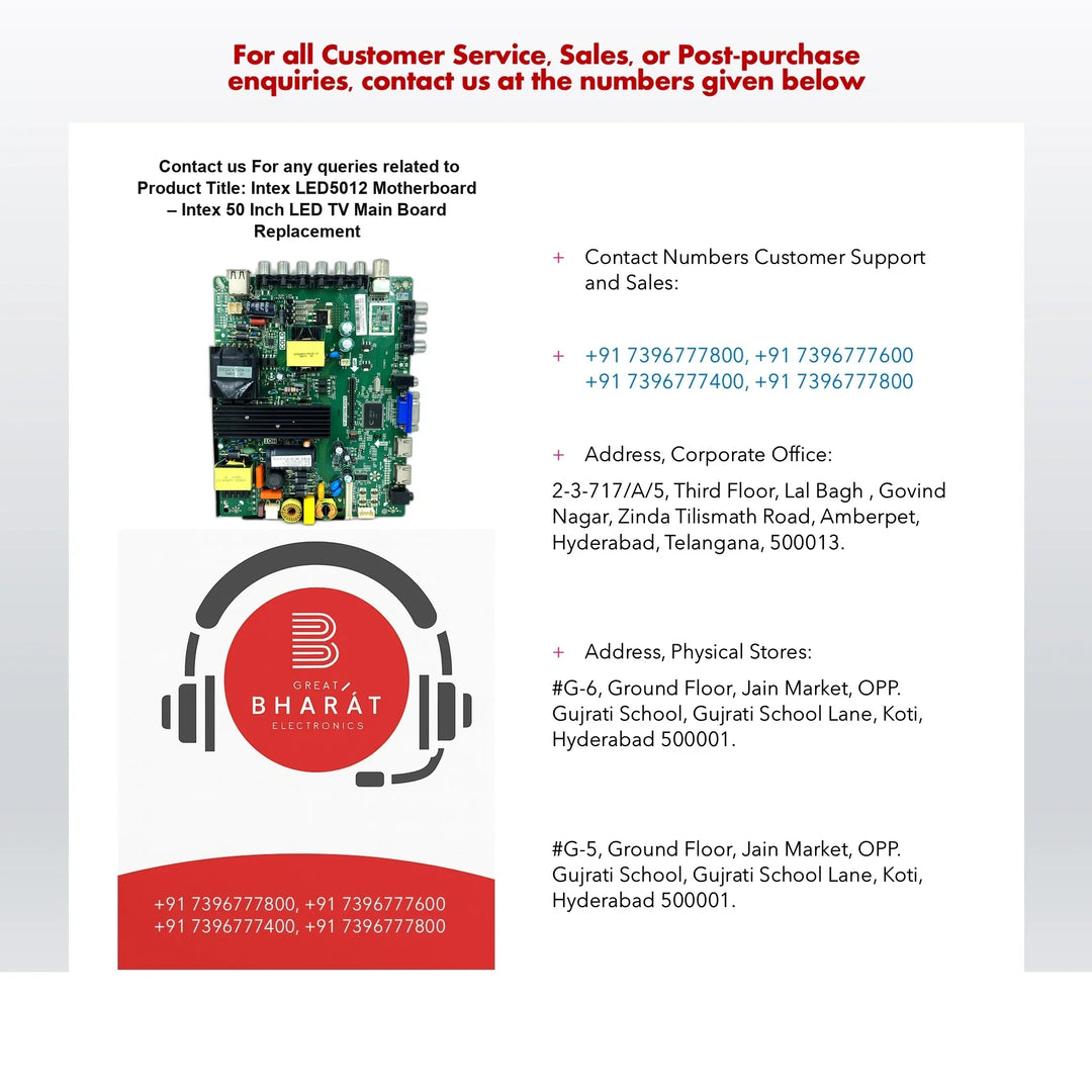 Intex LED5012 Motherboard – Intex 50 Inch LED TV Main Board Replacement - Great Bharat Electronics