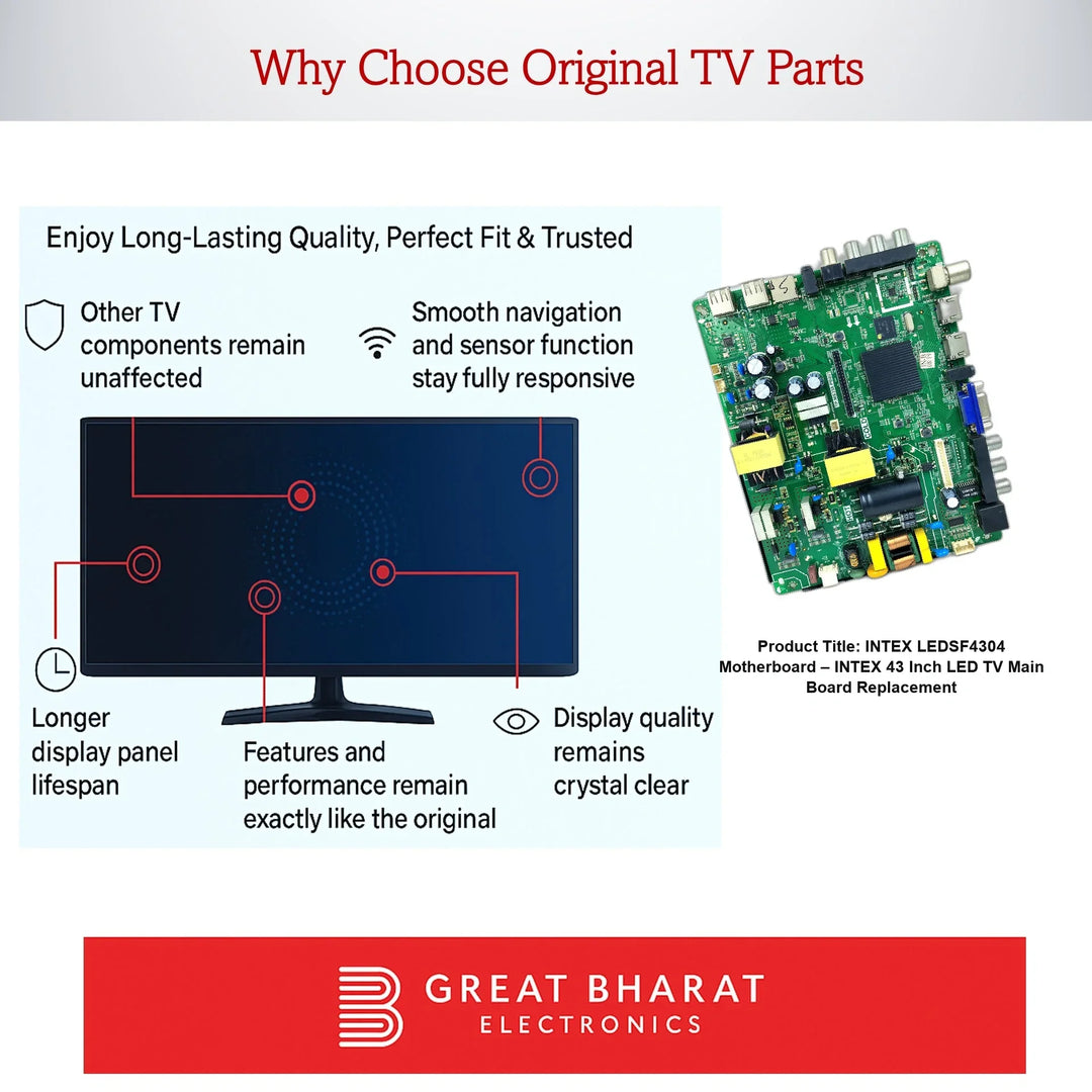 Intex LEDSF4304 Motherboard – Intex 43 Inch LED TV Main Board Replacement - Great Bharat Electronics