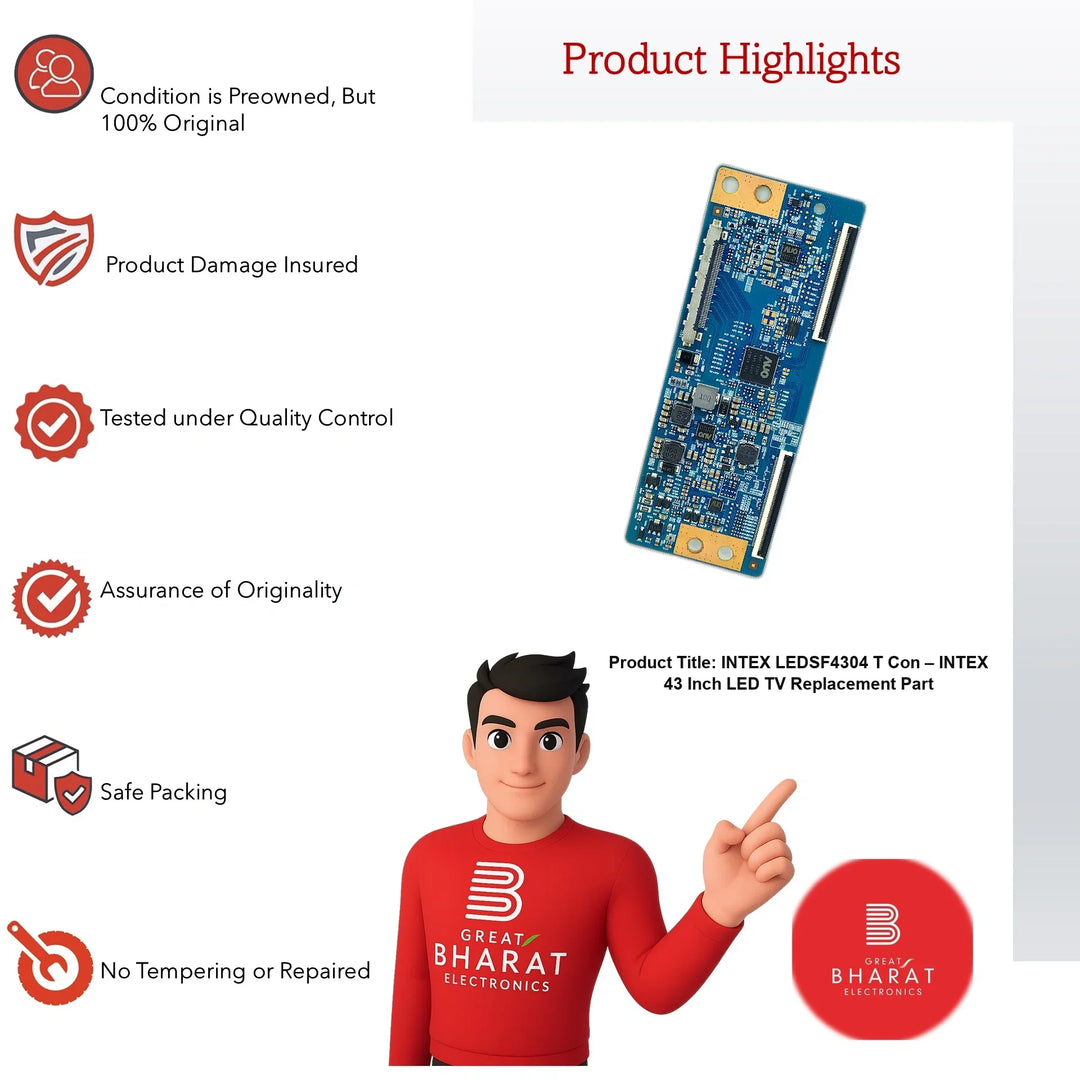 Intex LEDSF4304 T-Con Board β Intex 43 Inch LED TV Replacement Part - Great Bharat Electronics