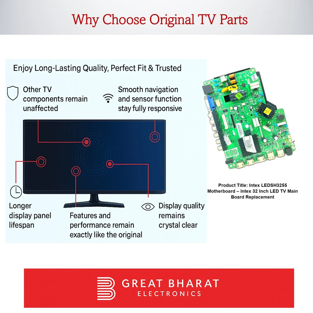 Intex LEDSH3255 Motherboard – Intex 32 Inch LED TV Main Board Replacement - Great Bharat Electronics