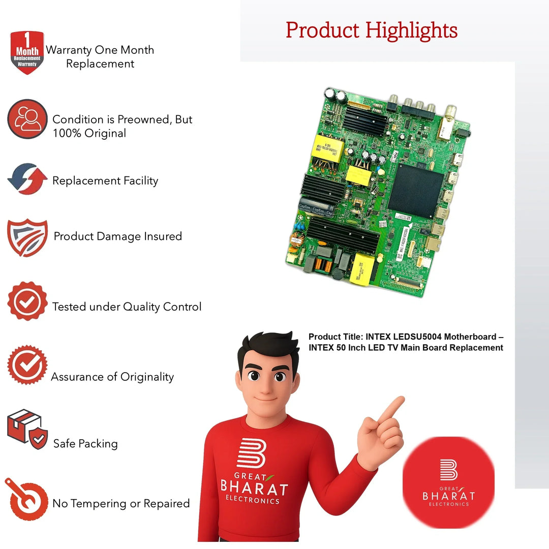 Intex LEDSU5004 Motherboard – Intex 50 Inch LED TV Main Board Replacement - Great Bharat Electronics
