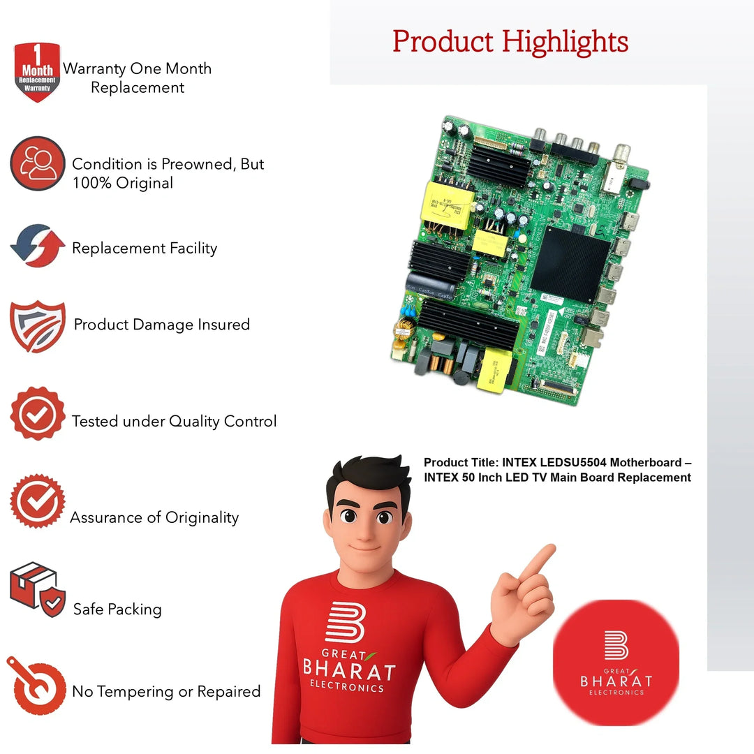 Intex LEDSU5504 Motherboard – Intex 50 Inch LED TV Main Board Replacement - Great Bharat Electronics