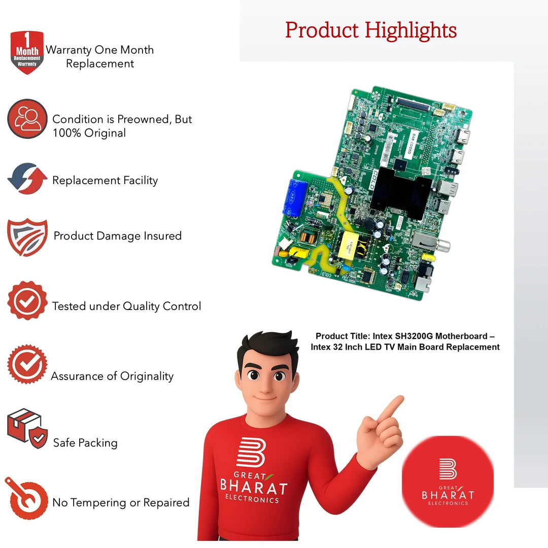 Intex SH3200G Motherboard – Intex 32 Inch LED TV Main Board Replacement - Great Bharat Electronics