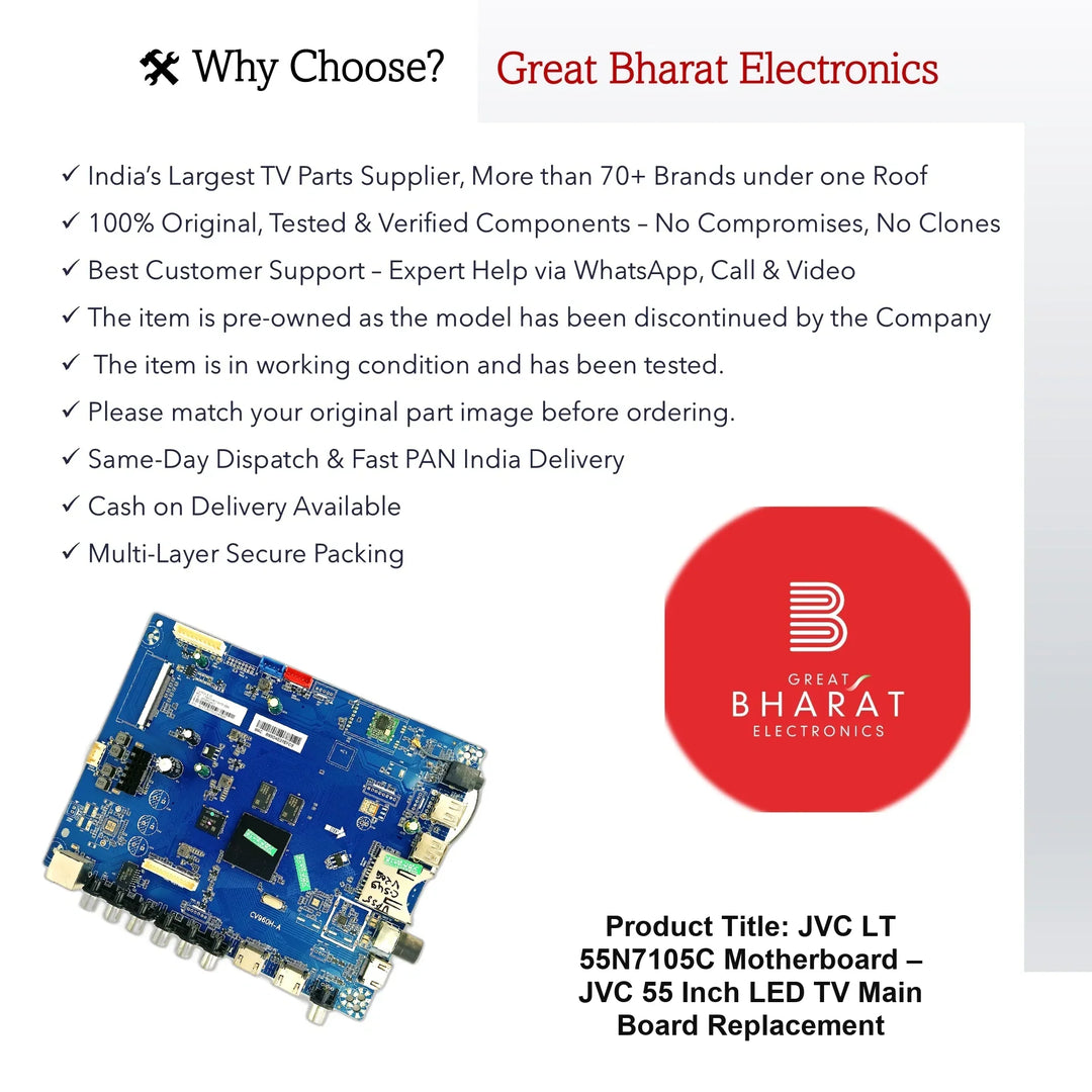JVC LT-55N7105C Motherboard – JVC 55 Inch LED TV Main Board Replacement - Great Bharat Electronics