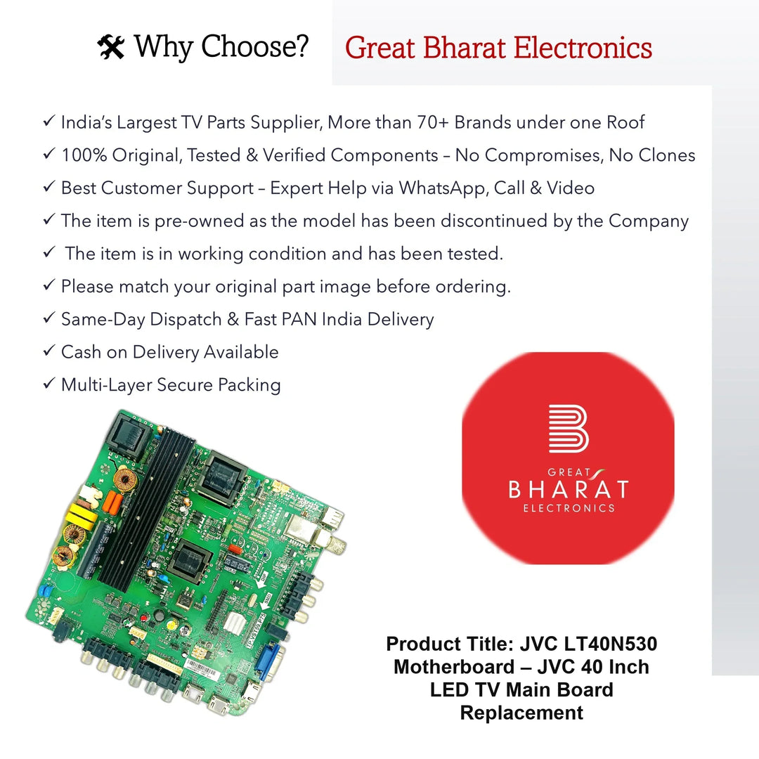 JVC LT40N530 Motherboard – JVC 40 Inch LED TV Main Board Replacement - Great Bharat Electronics