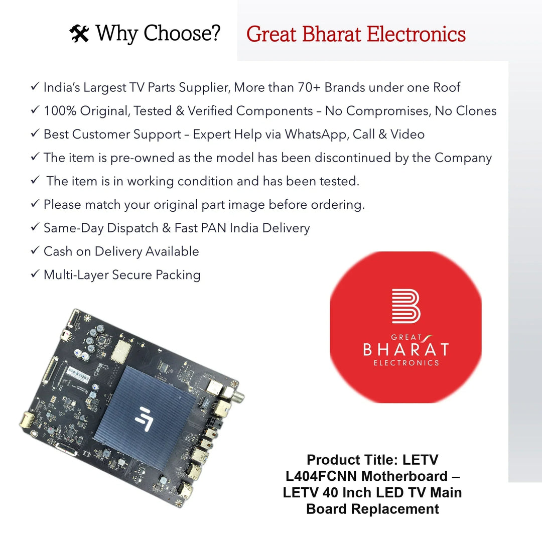 LETV (LeEco) L404FCNN Motherboard – LETV (LeEco) 40 Inch LED TV Main Board Replacement - Great Bharat Electronics