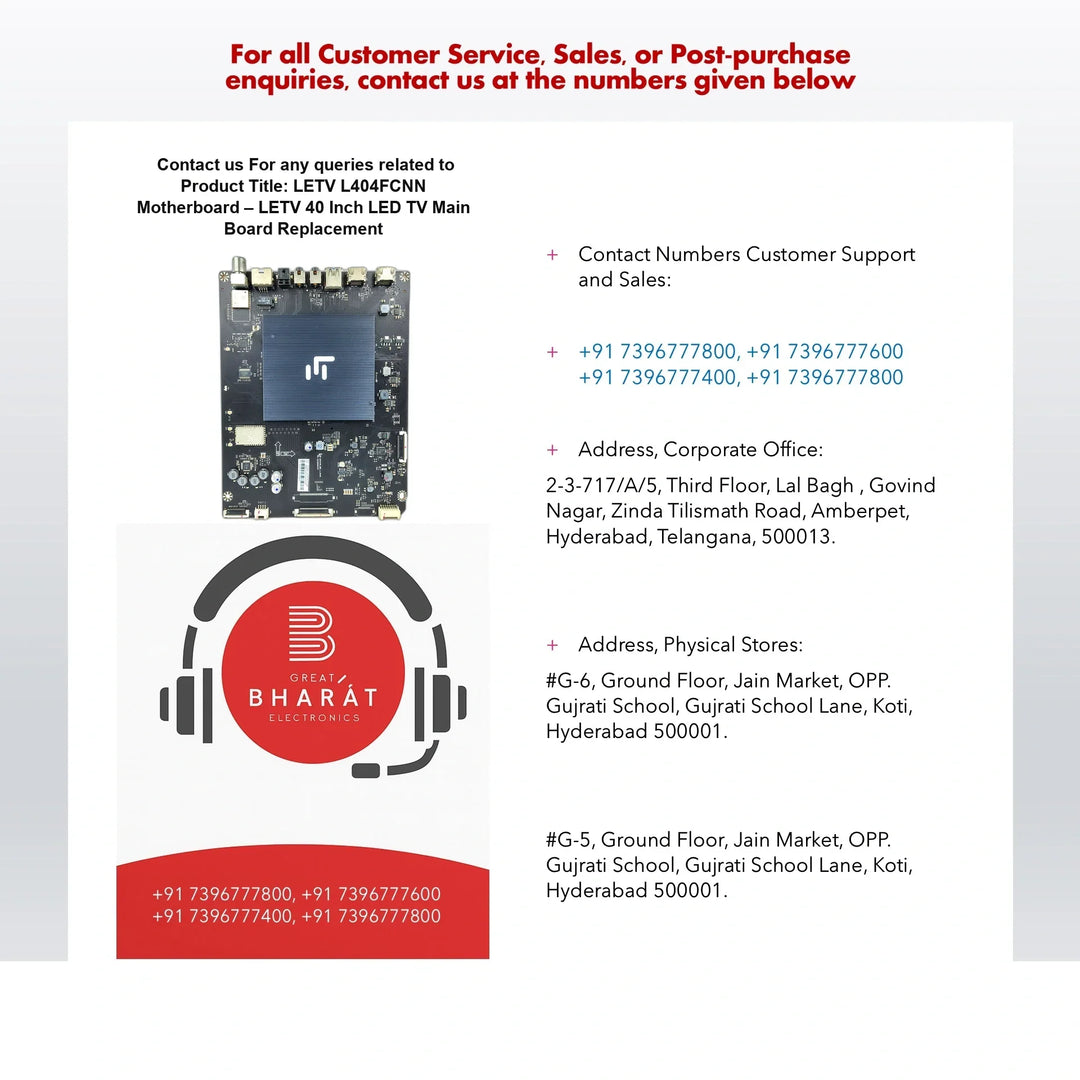 LETV (LeEco) L404FCNN Motherboard – LETV (LeEco) 40 Inch LED TV Main Board Replacement - Great Bharat Electronics