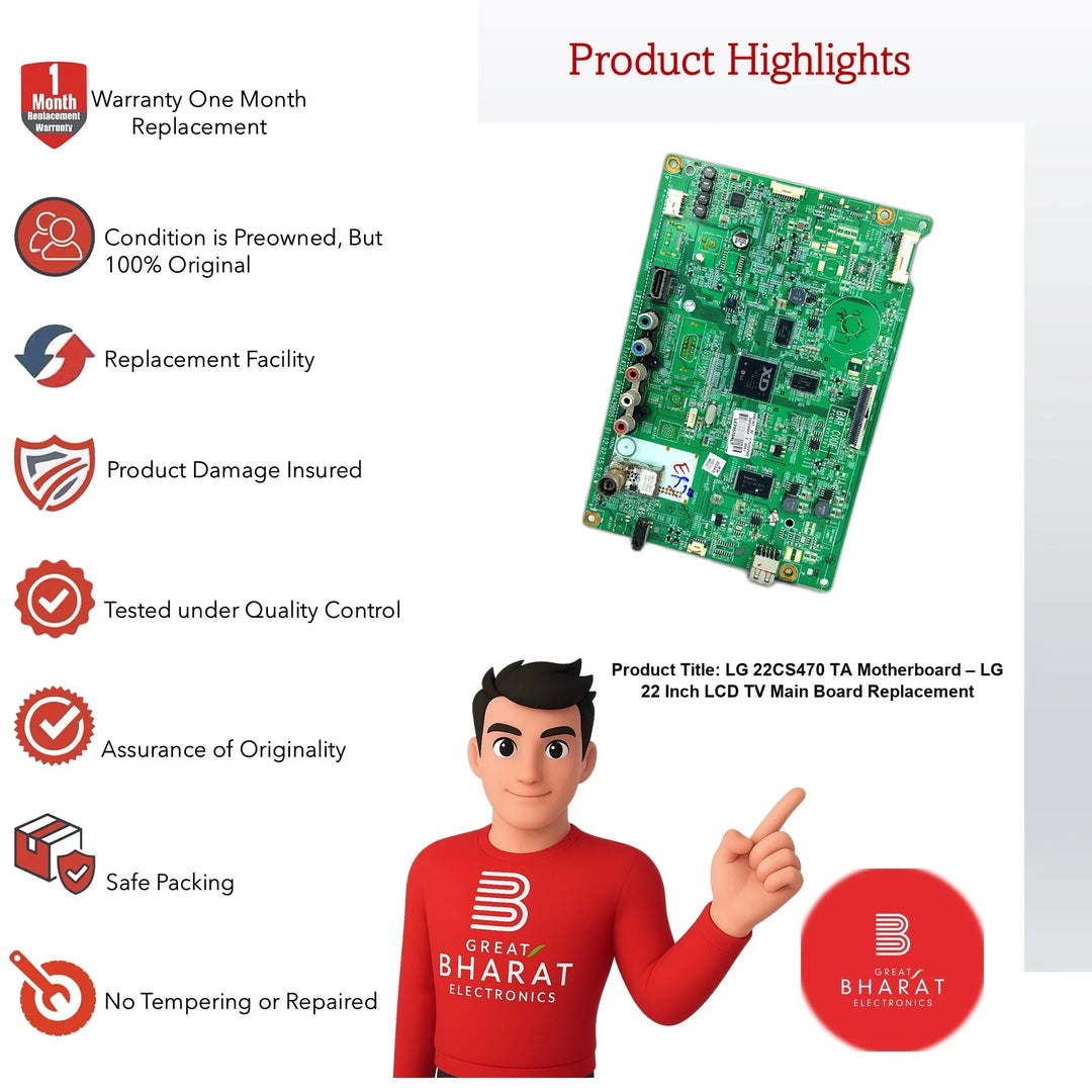 LG 22CS470-TA Motherboard – LG 22 Inch LCD TV Main Board Replacement_BorderFixed - Great Bharat Electronics