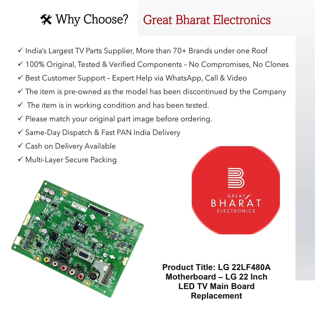 LG 22LF480A Motherboard – LG 22 Inch LED TV Main Board Replacement - Great Bharat Electronics