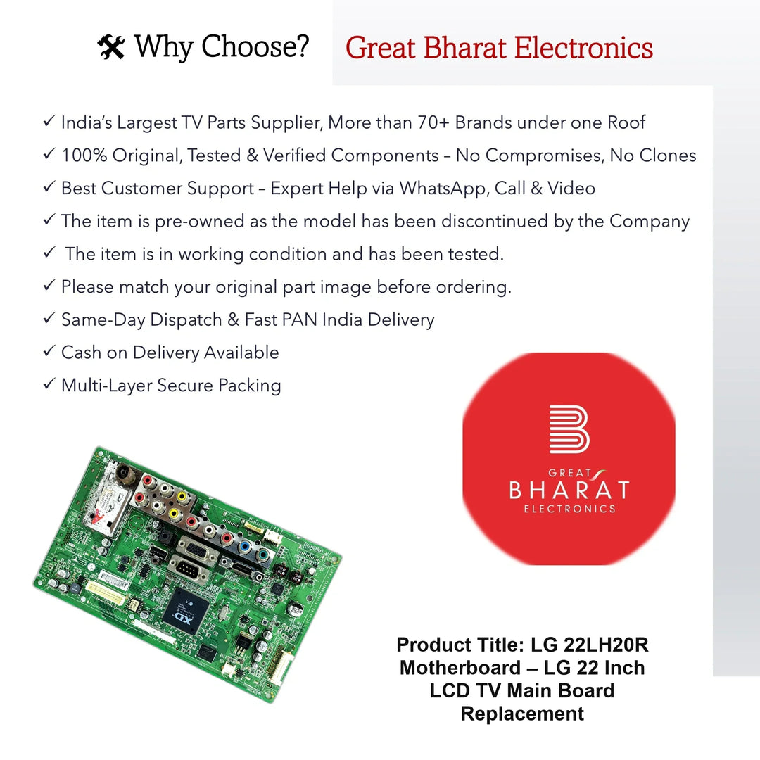 LG 22LH20R Motherboard – LG 22 Inch LCD TV Main Board Replacement - Great Bharat Electronics