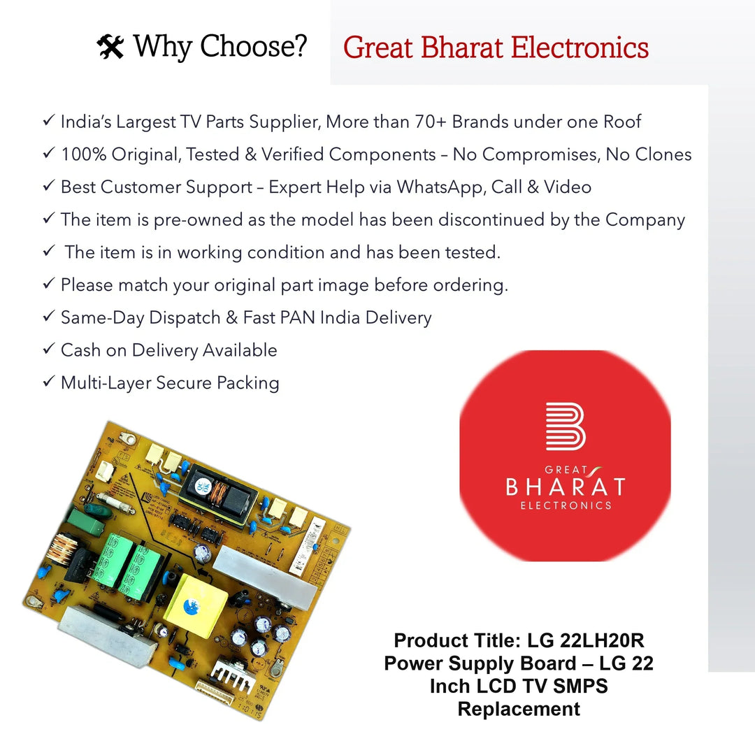 LG 22LH20R Power Supply Board – LG 22 Inch LCD TV SMPS Replacement - Great Bharat Electronics