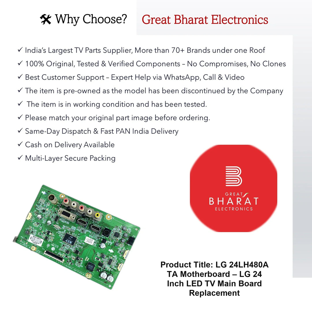 LG 24LH480A-TA Motherboard – LG 24 Inch LED TV Main Board Replacement - Great Bharat Electronics