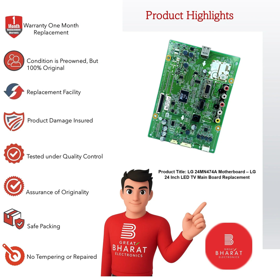 LG 24MN474A Motherboard – LG 24 Inch LED TV Main Board Replacement - Great Bharat Electronics