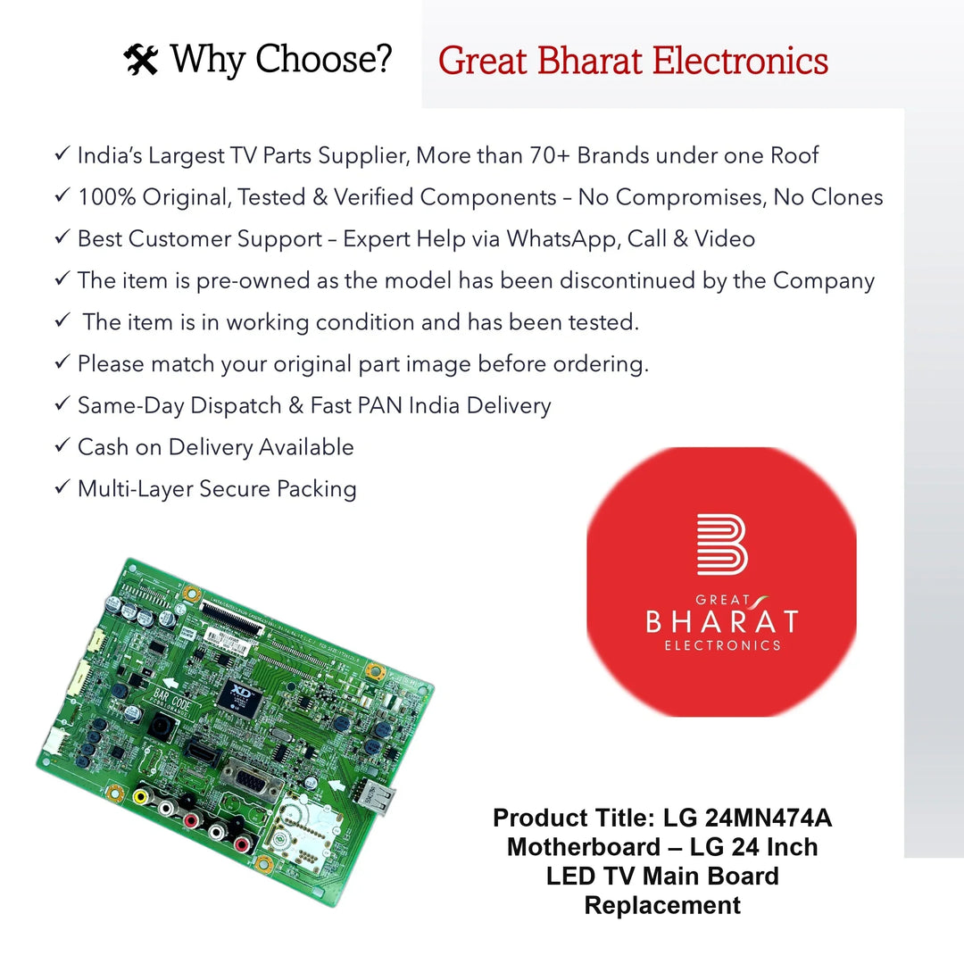 LG 24MN474A Motherboard – LG 24 Inch LED TV Main Board Replacement - Great Bharat Electronics