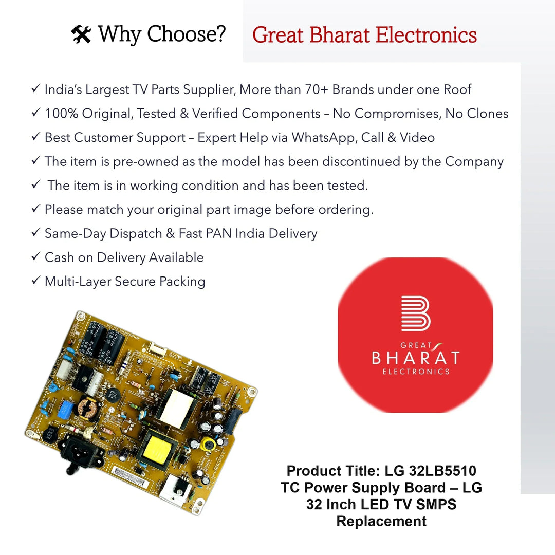 LG 32LB5510-TC Power Supply Board – LG 32 Inch LED TV SMPS Replacement - Great Bharat Electronics