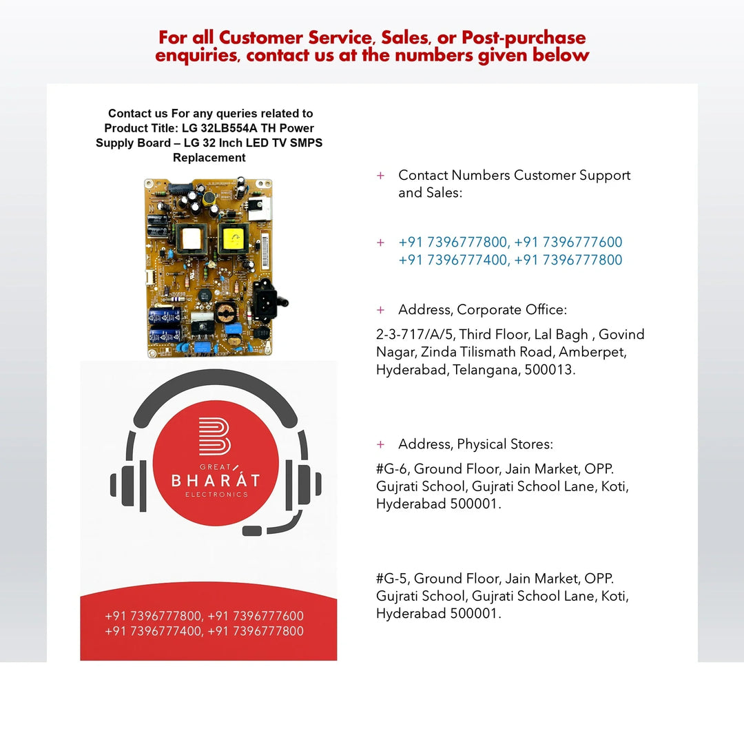 LG 32LB554A-TH Power Supply Board – LG 32 Inch LED TV SMPS Replacement - Great Bharat Electronics