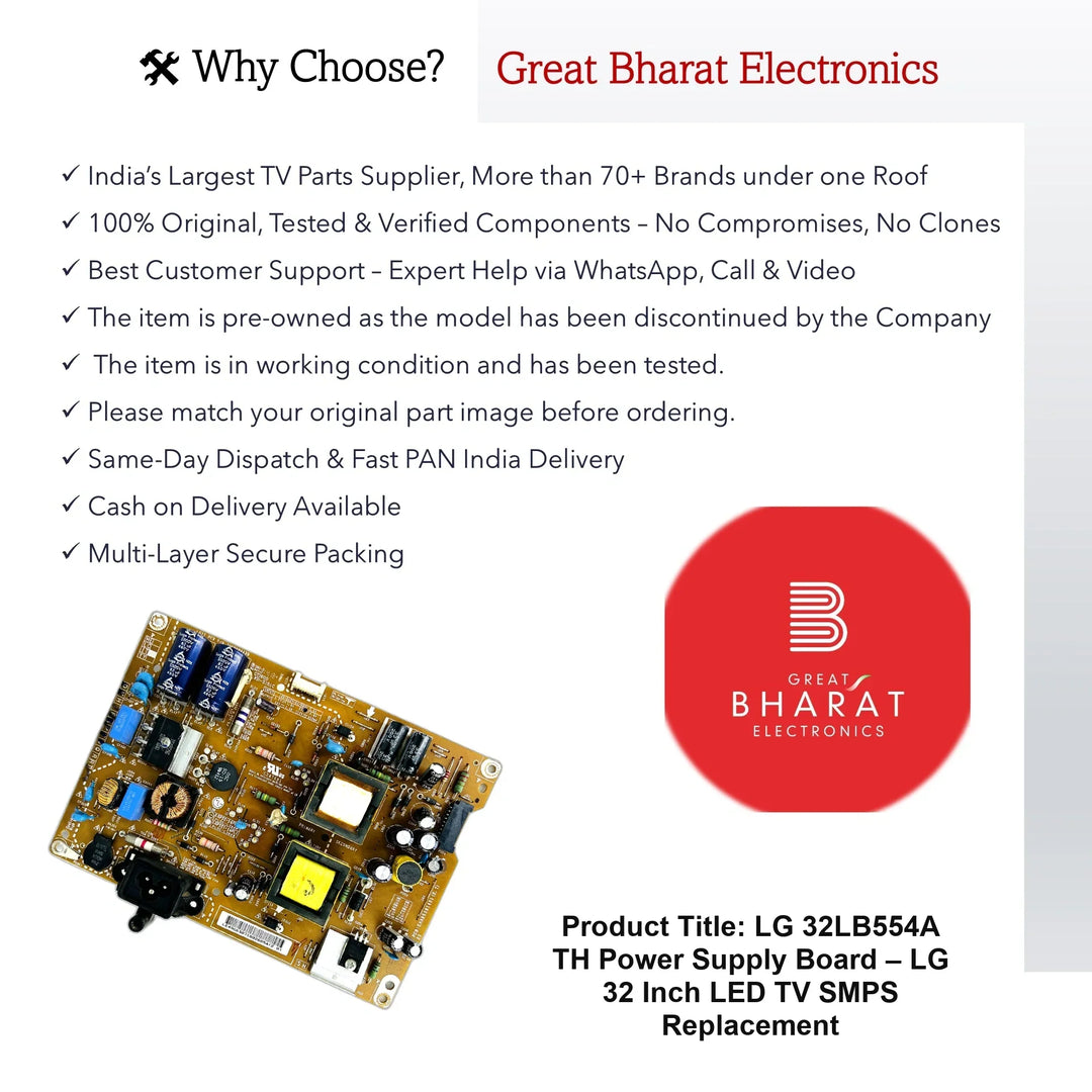 LG 32LB554A-TH Power Supply Board – LG 32 Inch LED TV SMPS Replacement - Great Bharat Electronics
