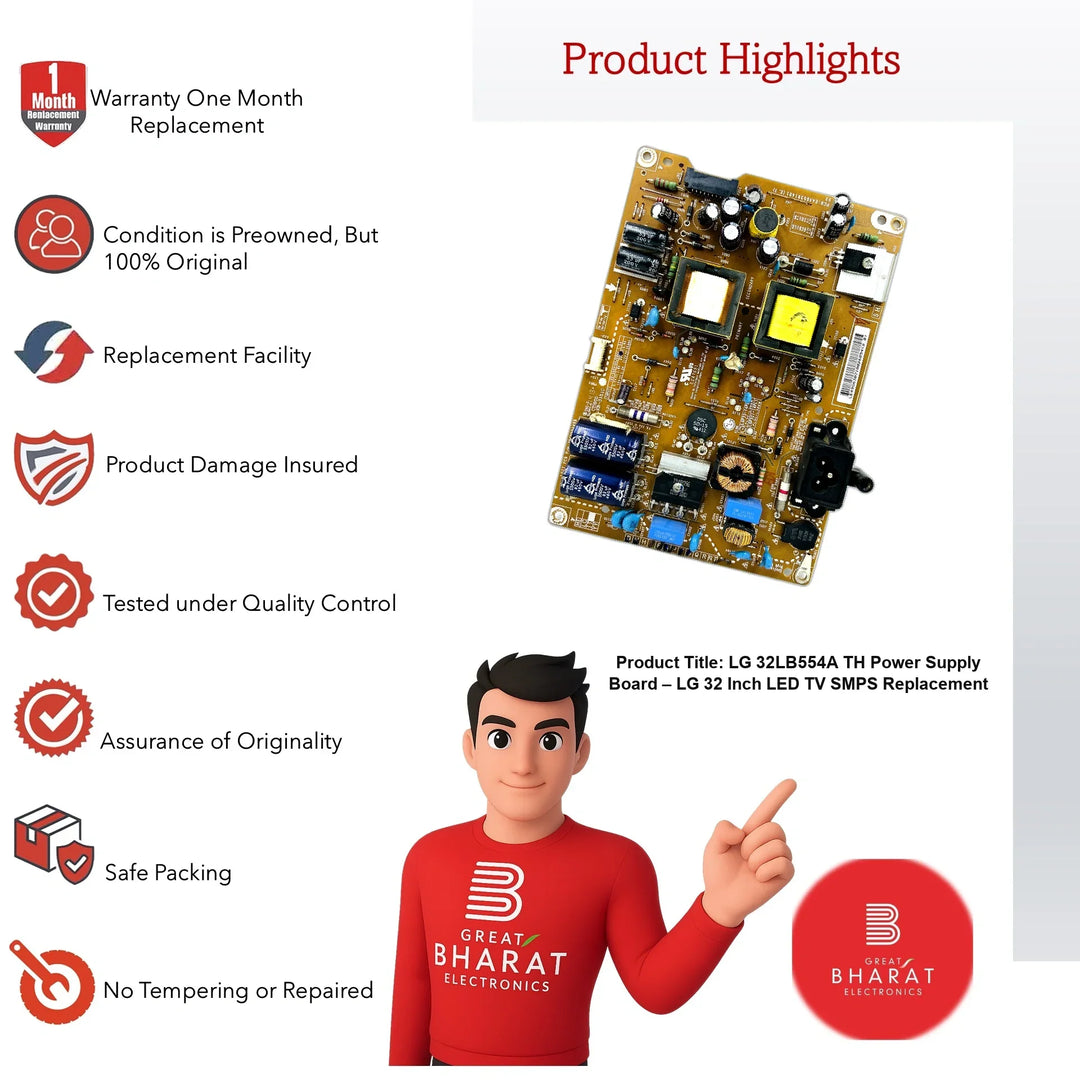 LG 32LB554A-TH Power Supply Board – LG 32 Inch LED TV SMPS Replacement - Great Bharat Electronics