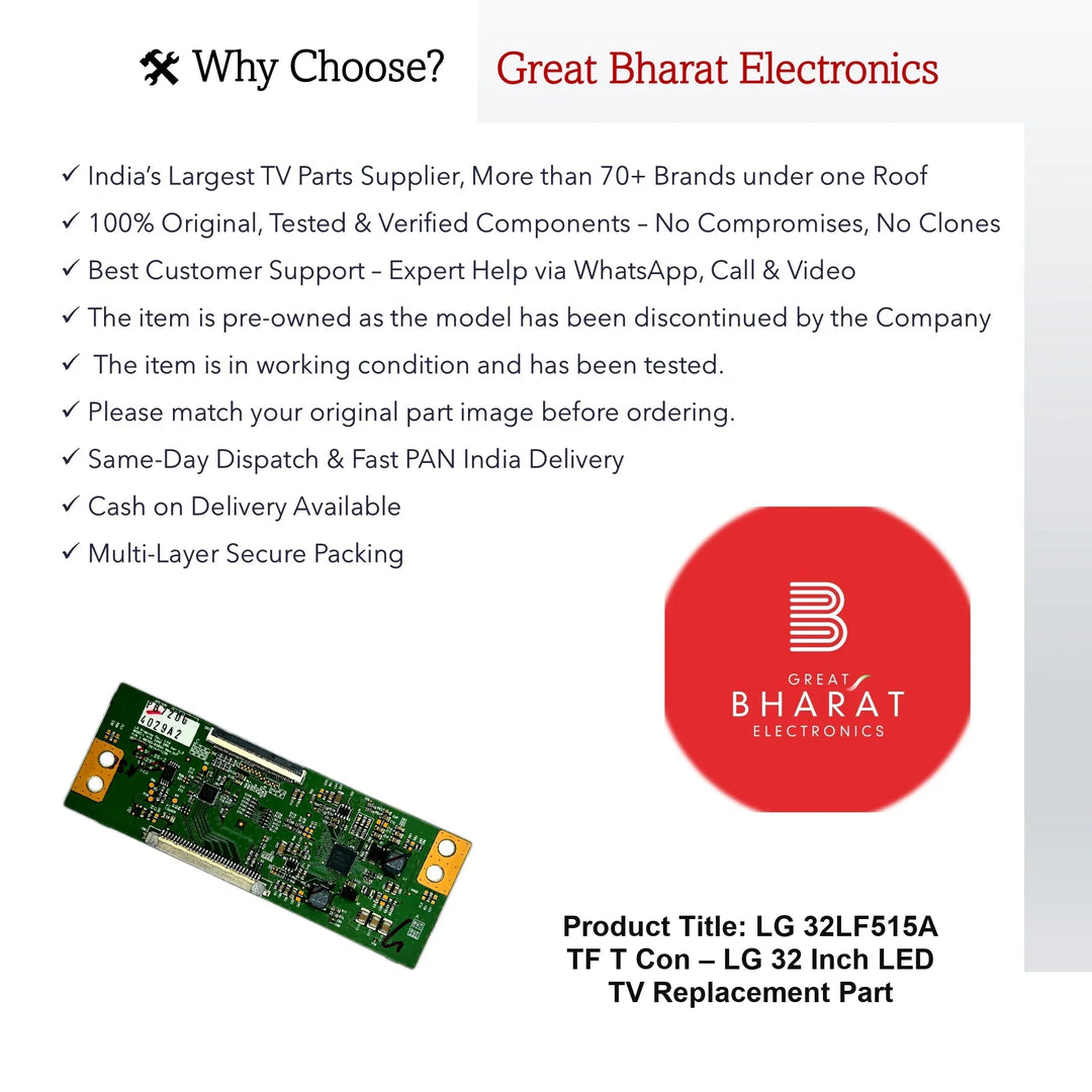 LG 32LF515A-TF T-Con Board β LG 32 Inch LED TV Replacement Part - Great Bharat Electronics