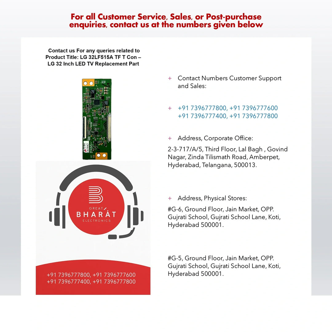 LG 32LF515A-TF T-Con Board β LG 32 Inch LED TV Replacement Part - Great Bharat Electronics