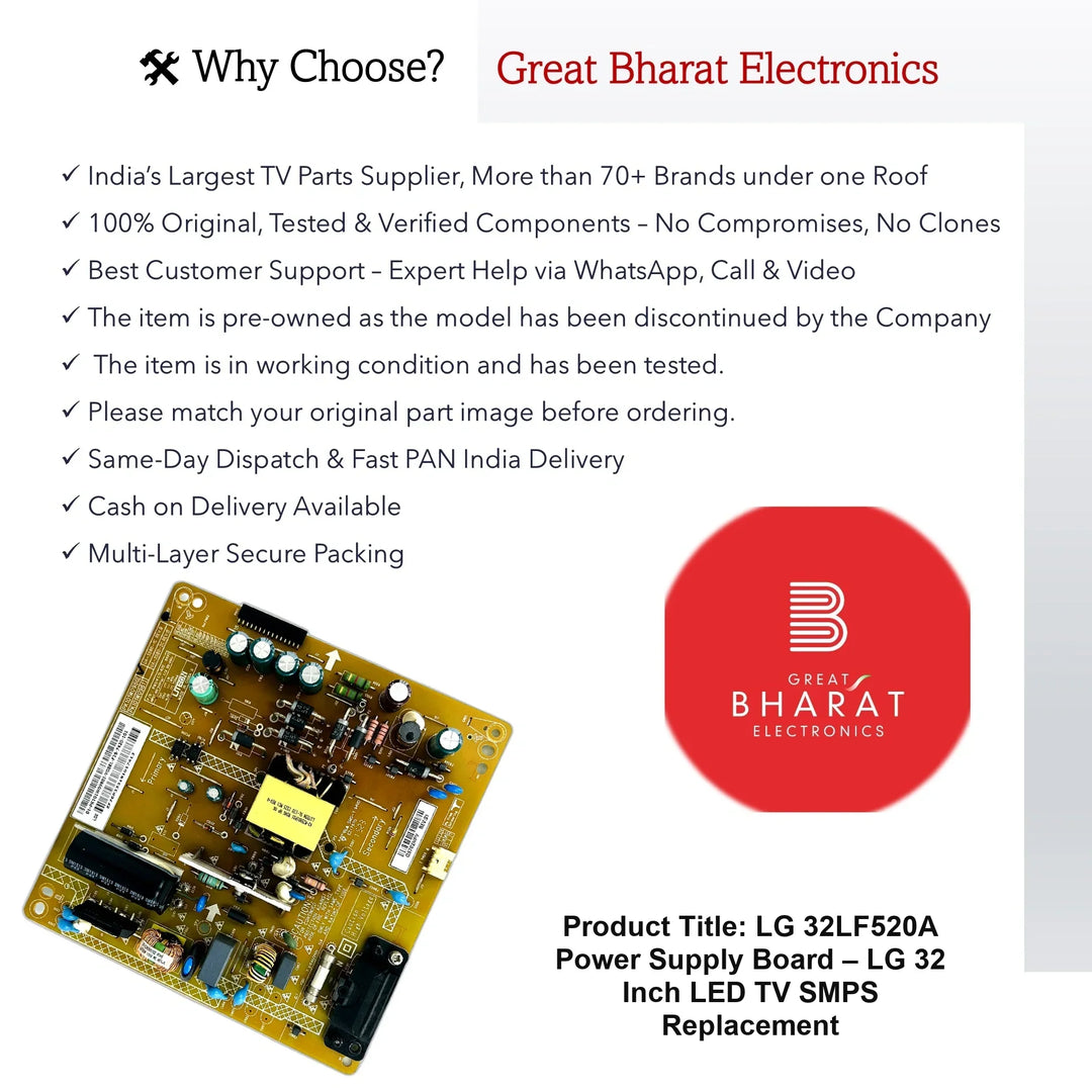 LG 32LF520A Power Supply Board – LG 32 Inch LED TV SMPS Replacement - Great Bharat Electronics
