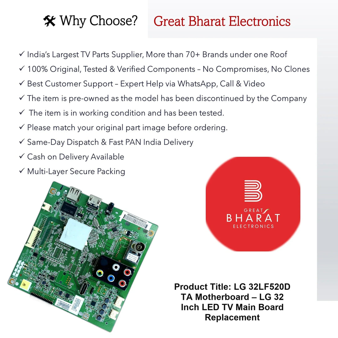 LG 32LF520D-TA Motherboard – LG 32 Inch LED TV Main Board Replacement - Great Bharat Electronics