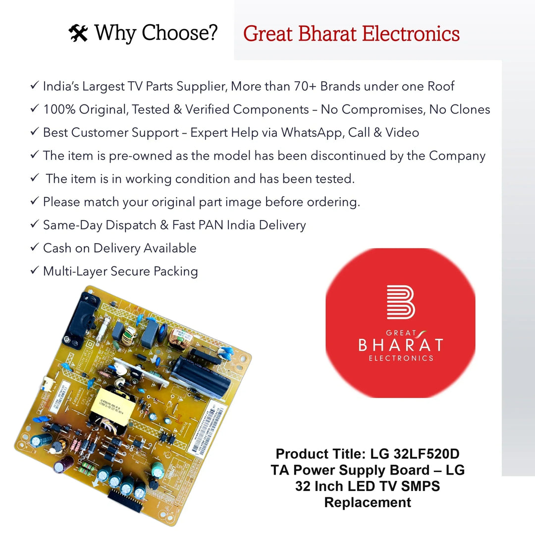LG 32LF520D-TA Power Supply Board – LG 32 Inch LED TV SMPS Replacement - Great Bharat Electronics