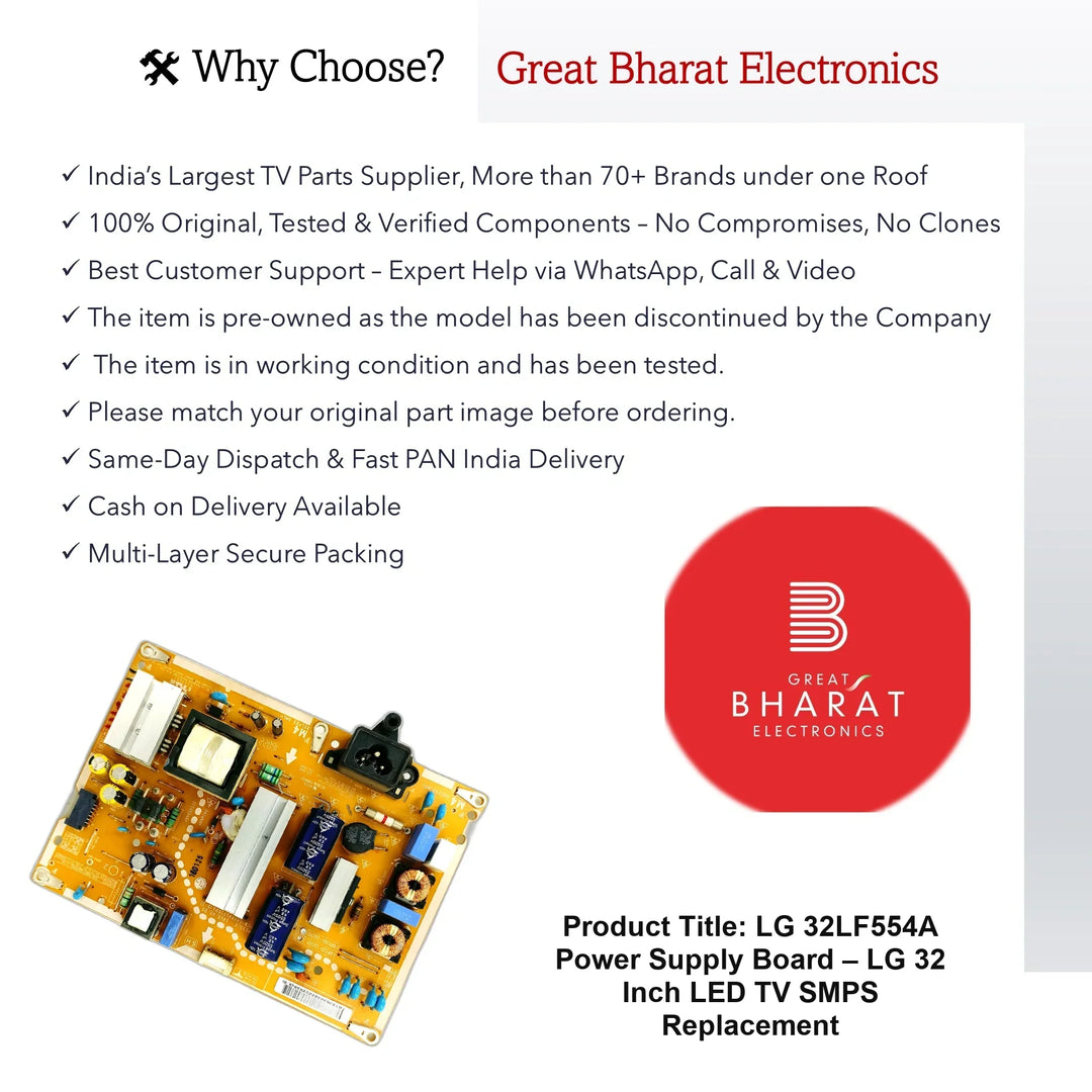 LG 32LF554A Power Supply Board – LG 32 Inch LED TV SMPS Replacement - Great Bharat Electronics