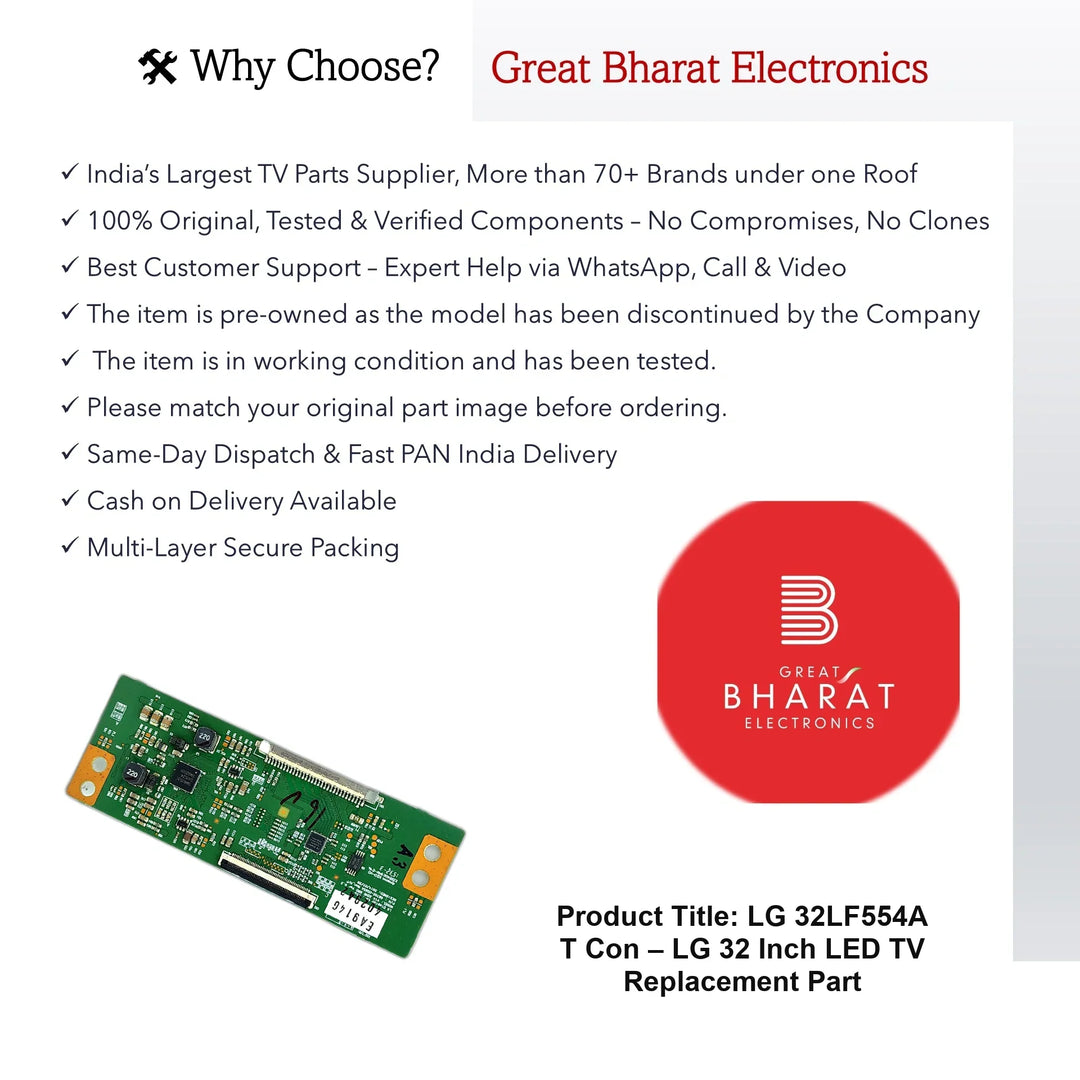 LG 32LF554A T-Con Board β LG 32 Inch LED TV Replacement Part - Great Bharat Electronics