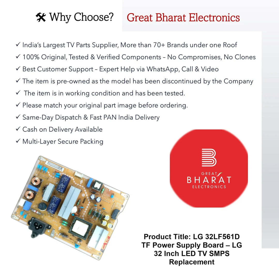 LG 32LF561D-TF Power Supply Board – LG 32 Inch LED TV SMPS Replacement - Great Bharat Electronics