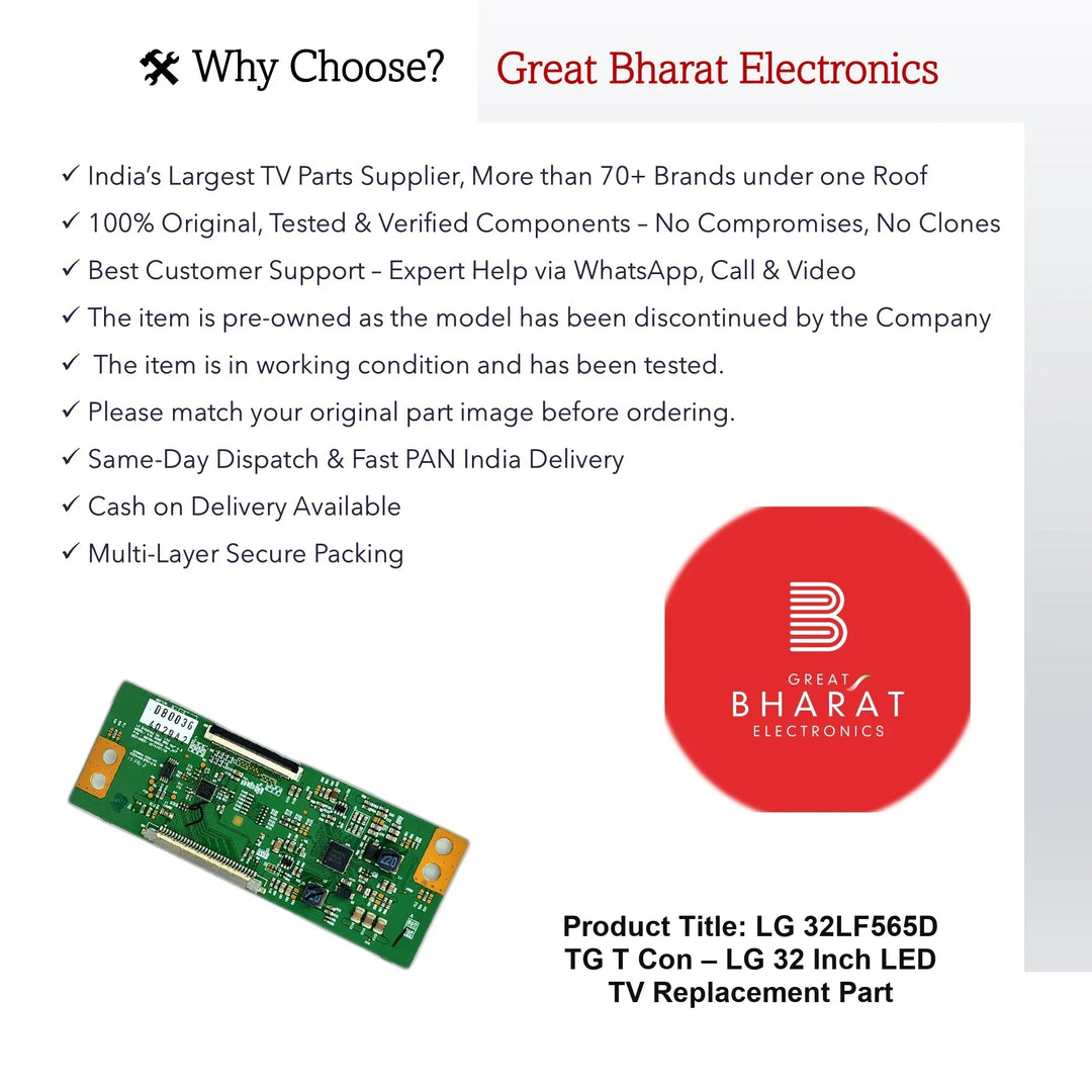 LG 32LF565D-TG T-Con Board β LG 32 Inch LED TV Replacement Part - Great Bharat Electronics