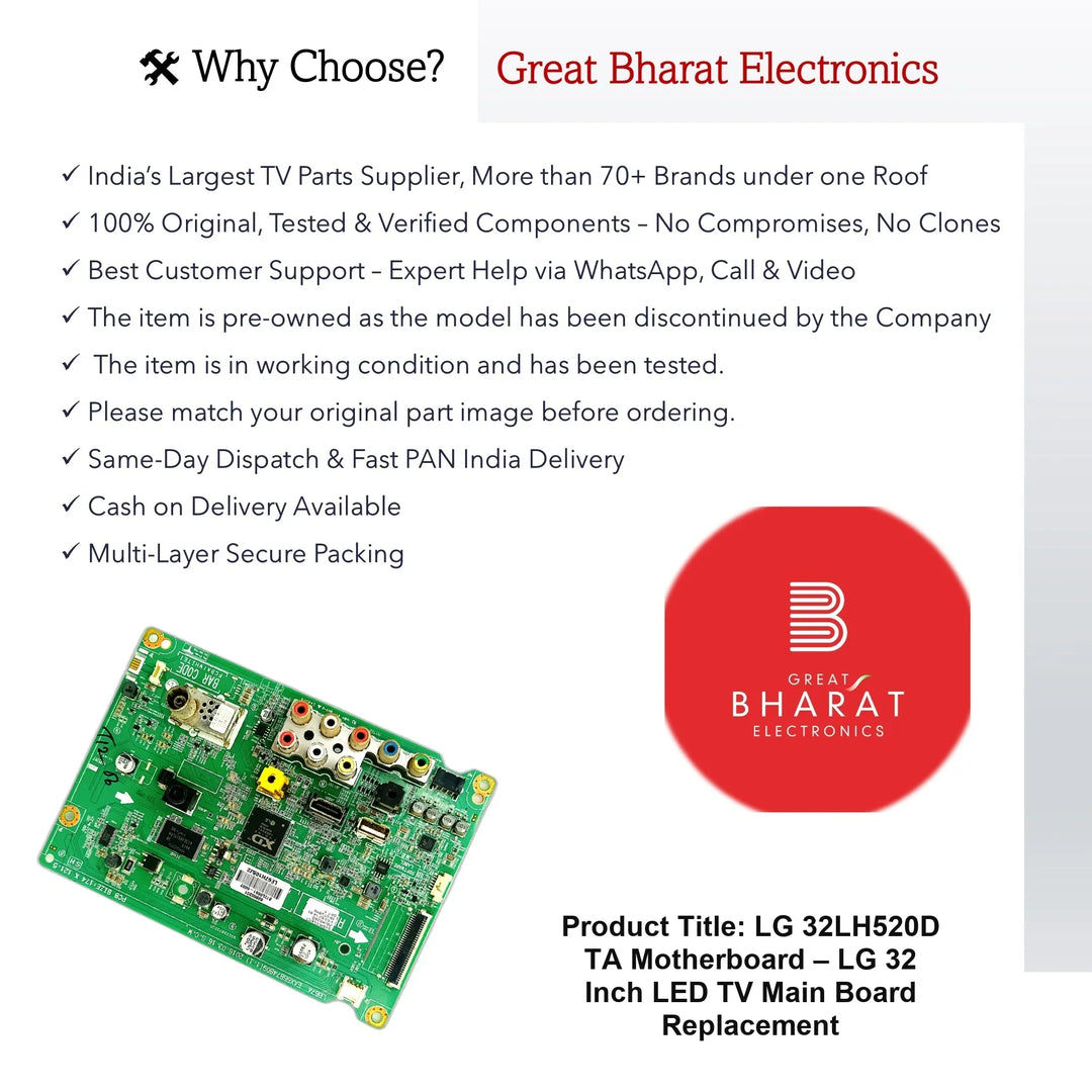 LG 32LH520D-TA Motherboard – LG 32 Inch LED TV Main Board Replacement - Great Bharat Electronics