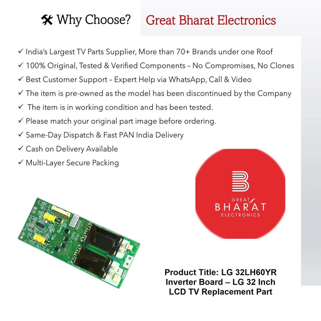 LG 32LH60YR Inverter Board β LG 32 Inch LCD TV Replacement Part - Great Bharat Electronics