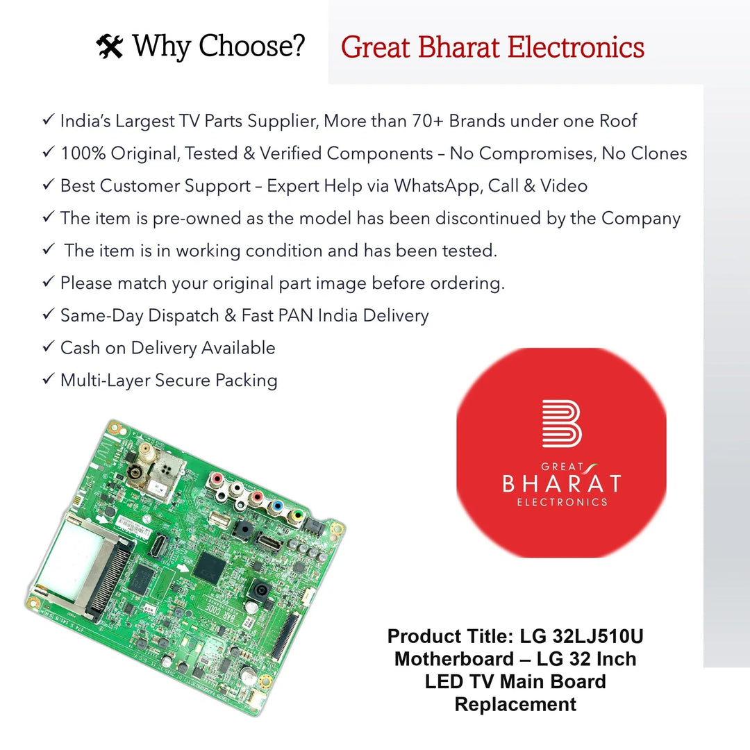 LG 32LJ510U Motherboard – LG 32 Inch LED TV Main Board Replacement - Great Bharat Electronics