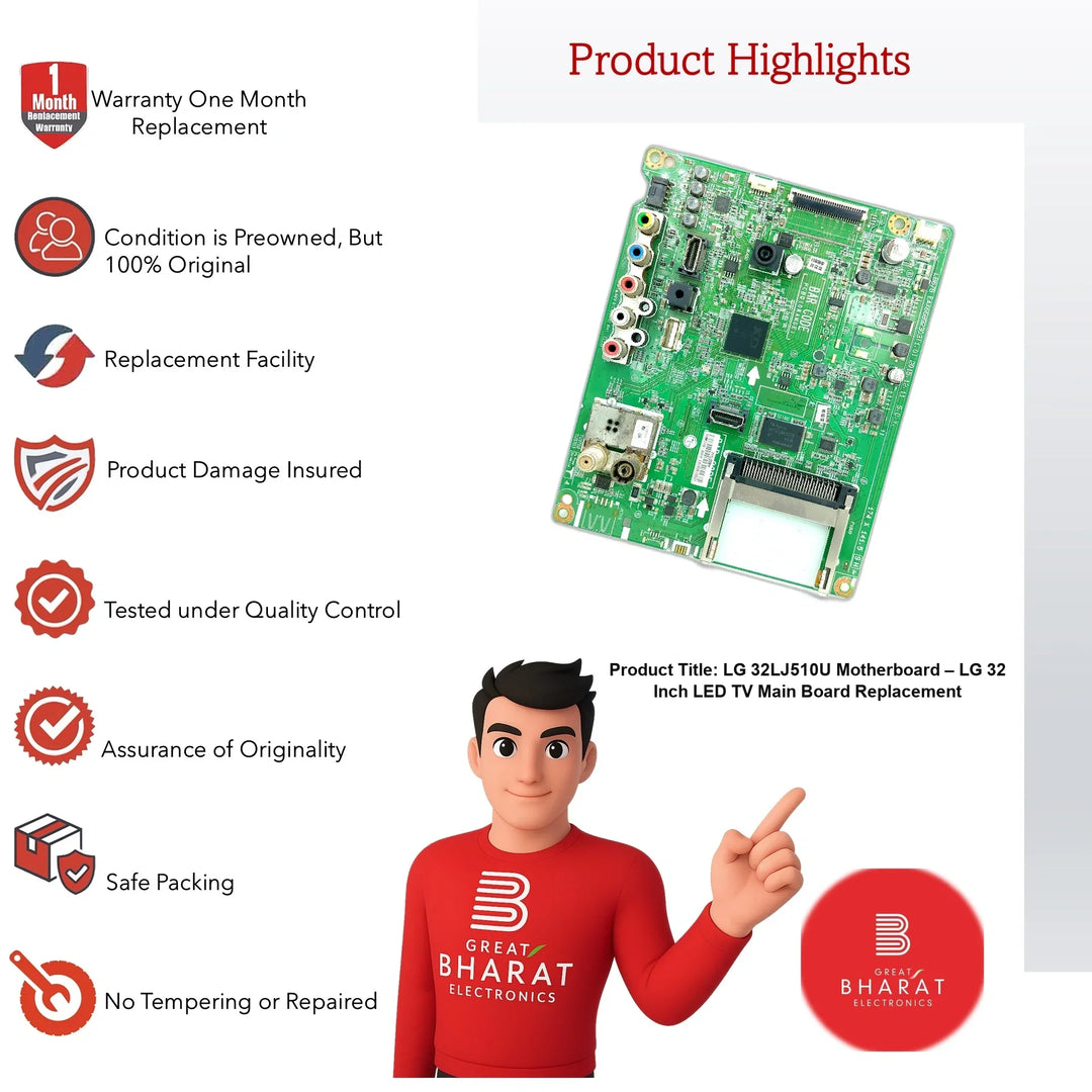 LG 32LJ510U Motherboard – LG 32 Inch LED TV Main Board Replacement - Great Bharat Electronics