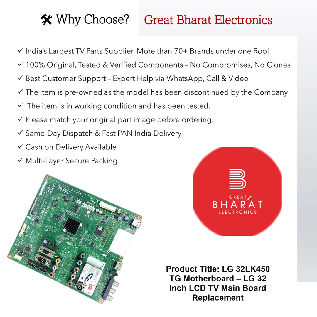 LG 32LK450-TG Motherboard – LG 32 Inch LCD TV Main Board Replacement - Great Bharat Electronics
