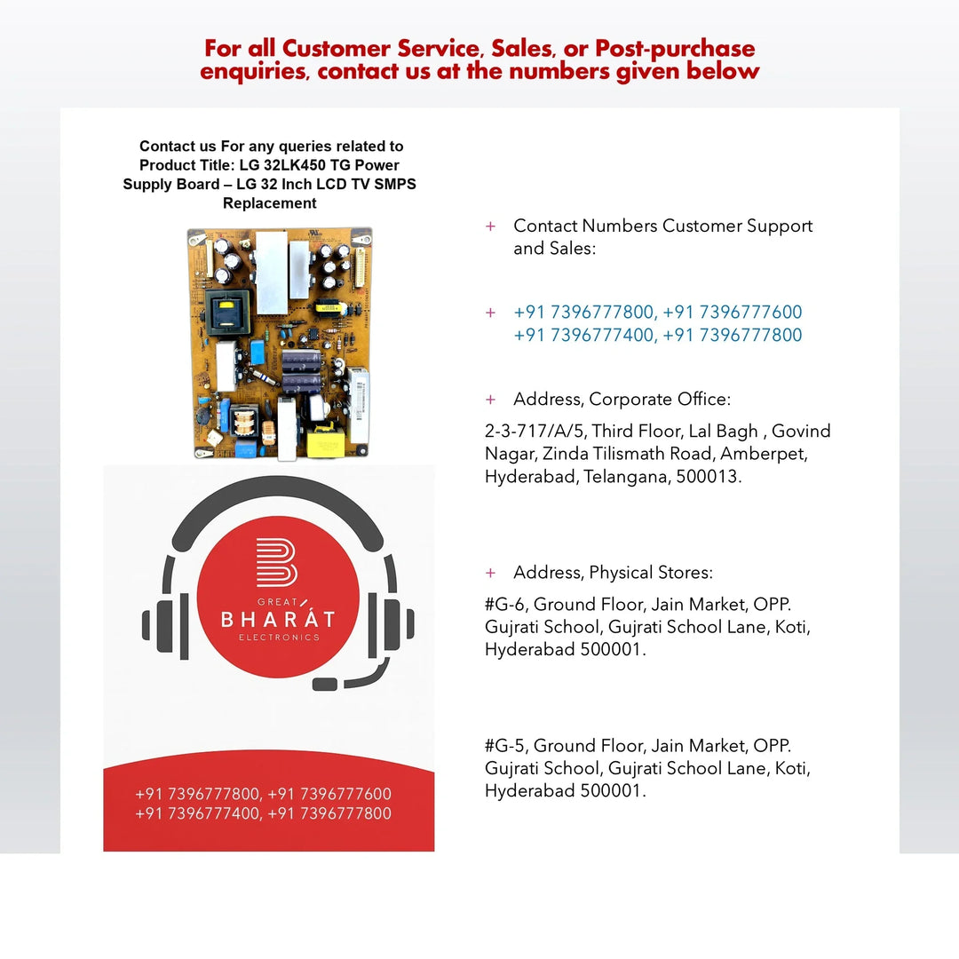 LG 32LK450-TG Power Supply Board – LG 32 Inch LCD TV SMPS Replacement - Great Bharat Electronics