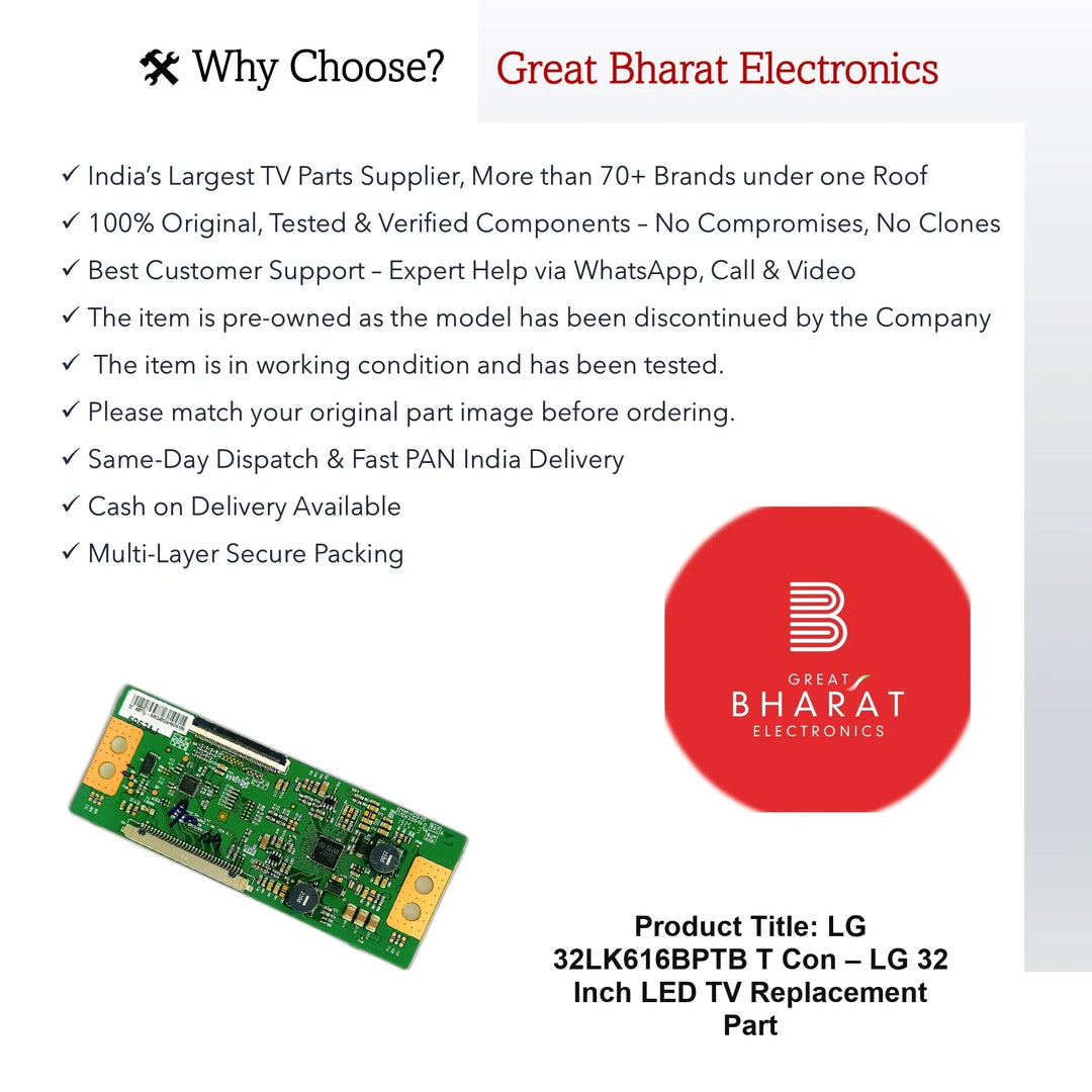 LG 32LK616BPTB T-Con Board β LG 32 Inch LED TV Replacement Part - Great Bharat Electronics