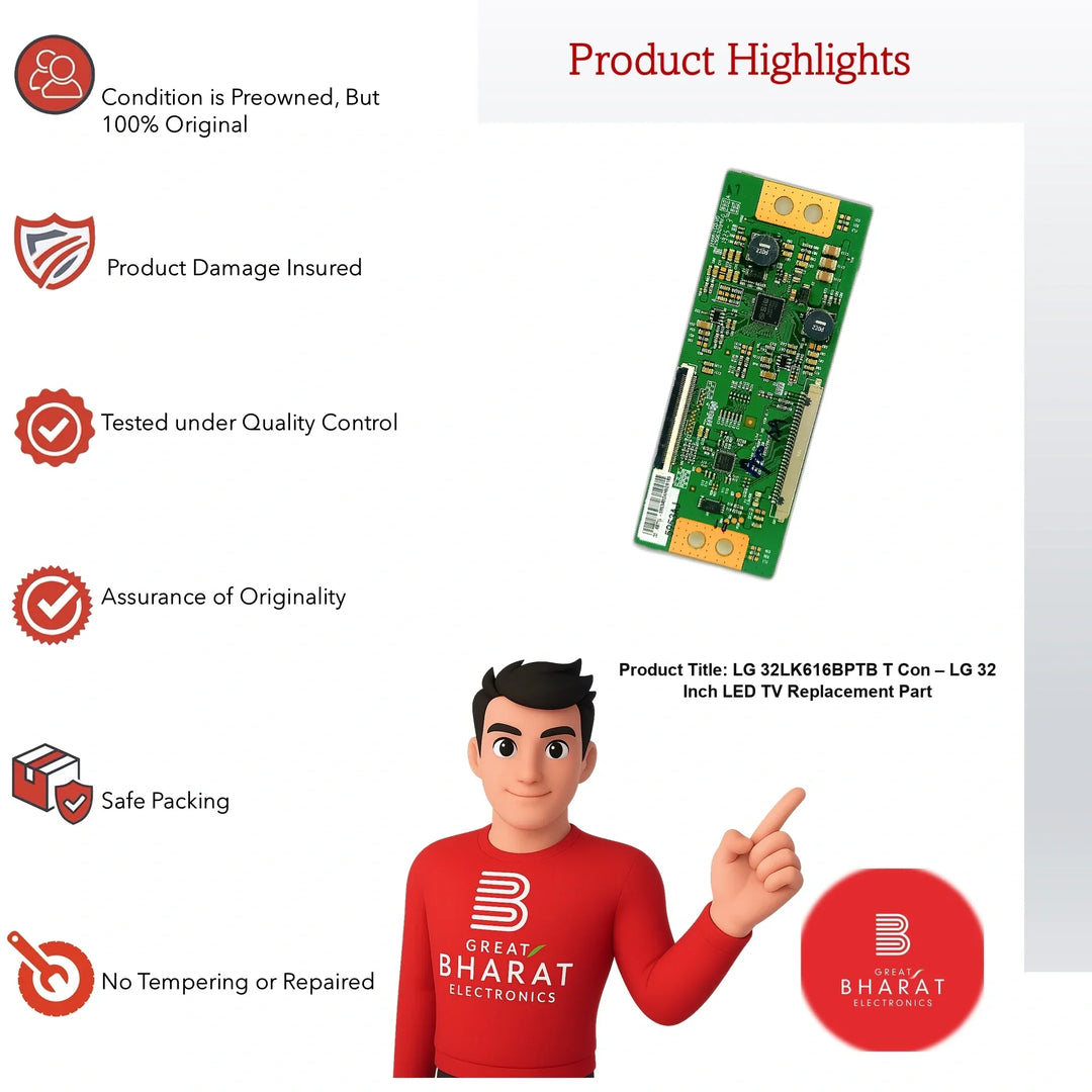LG 32LK616BPTB T-Con Board β LG 32 Inch LED TV Replacement Part - Great Bharat Electronics