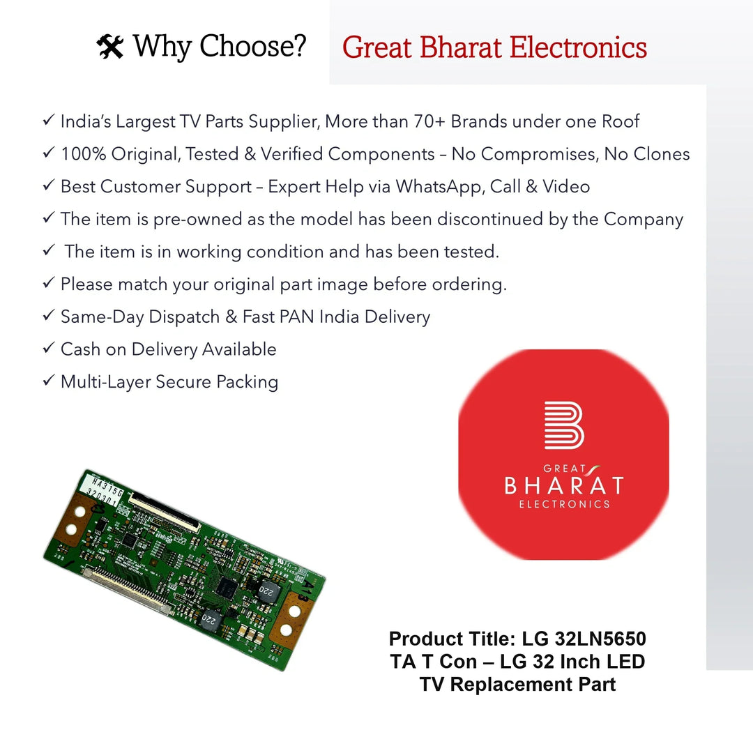 LG 32LN5650-TA T-Con Board β LG 32 Inch LED TV Replacement Part - Great Bharat Electronics
