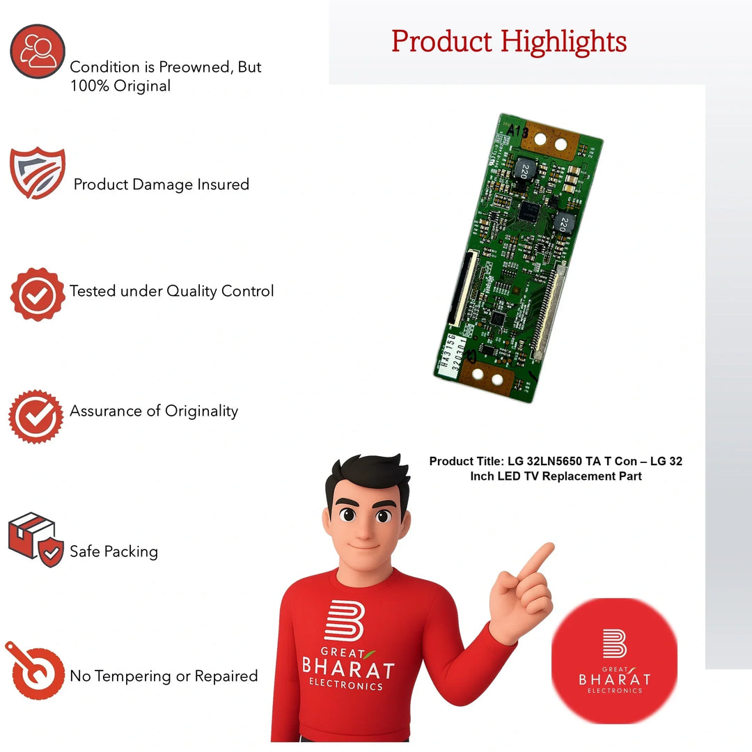 LG 32LN5650-TA T-Con Board β LG 32 Inch LED TV Replacement Part - Great Bharat Electronics