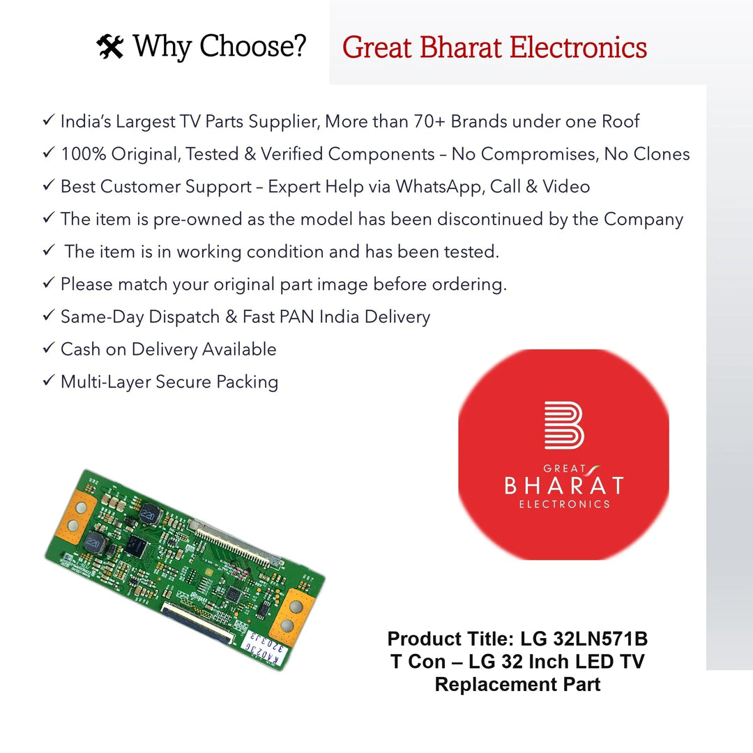 LG 32LN571B T-Con Board β LG 32 Inch LED TV Replacement Part - Great Bharat Electronics
