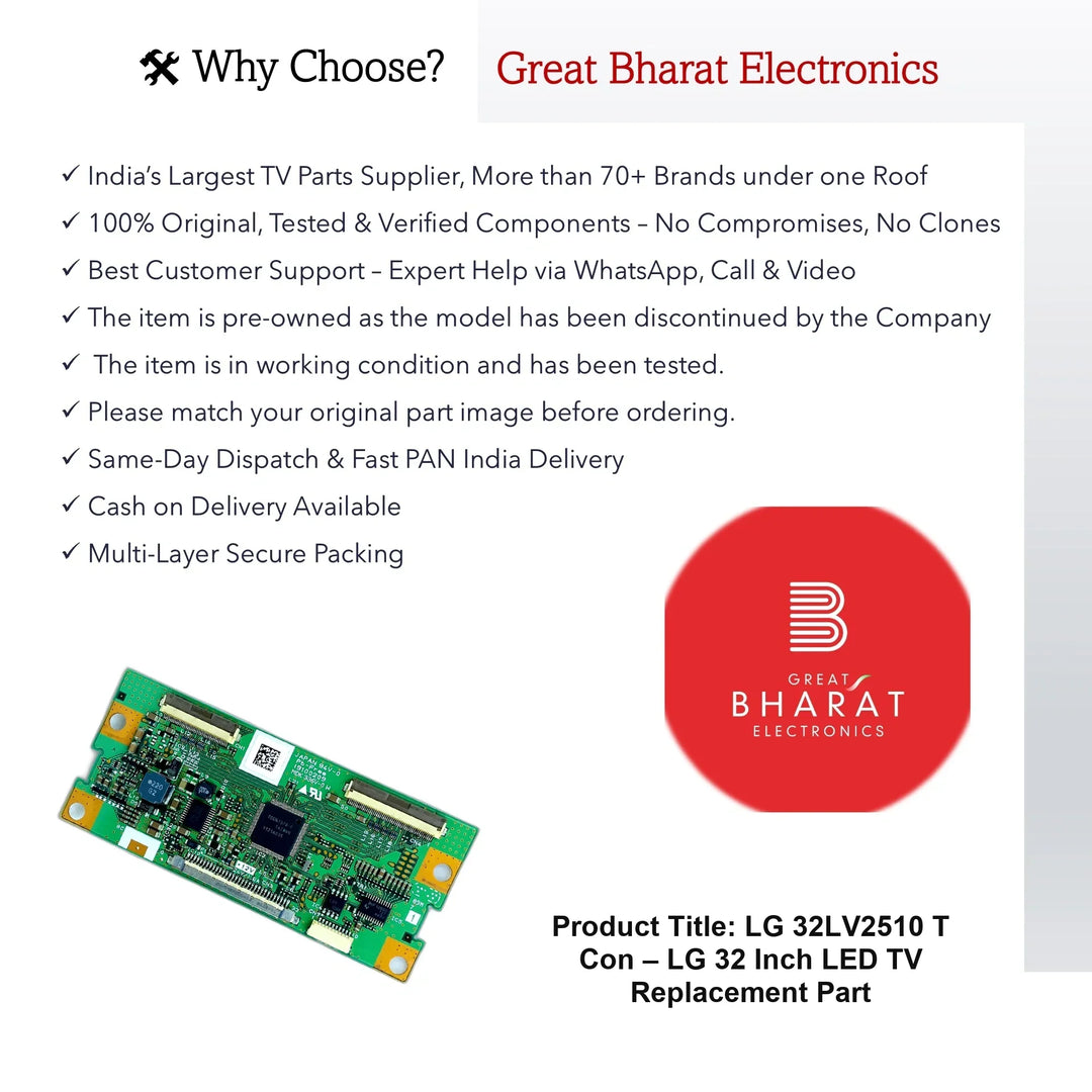 LG 32LV2510 T-Con Board – LG 32 Inch LED TV Replacement Part - Great Bharat Electronics