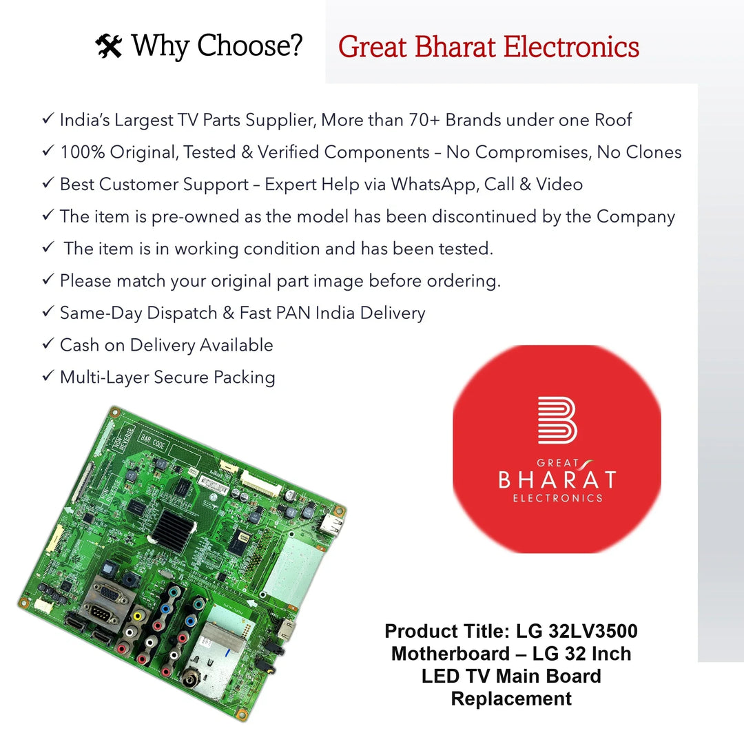 LG 32LV3500 Motherboard – LG 32 Inch LED TV Main Board Replacement - Great Bharat Electronics
