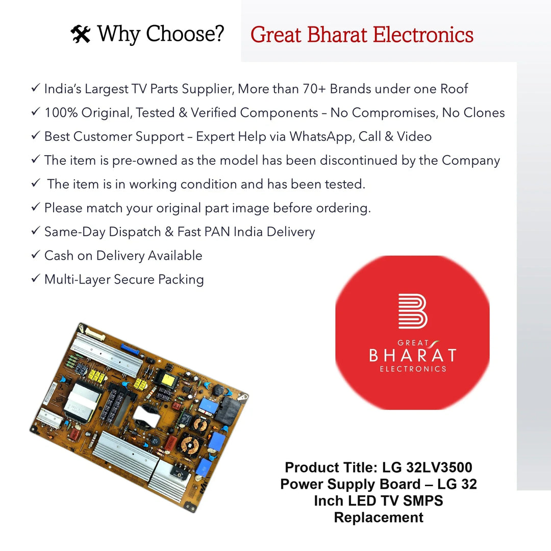 LG 32LV3500 Power Supply Board – LG 32 Inch LED TV SMPS Replacement - Great Bharat Electronics