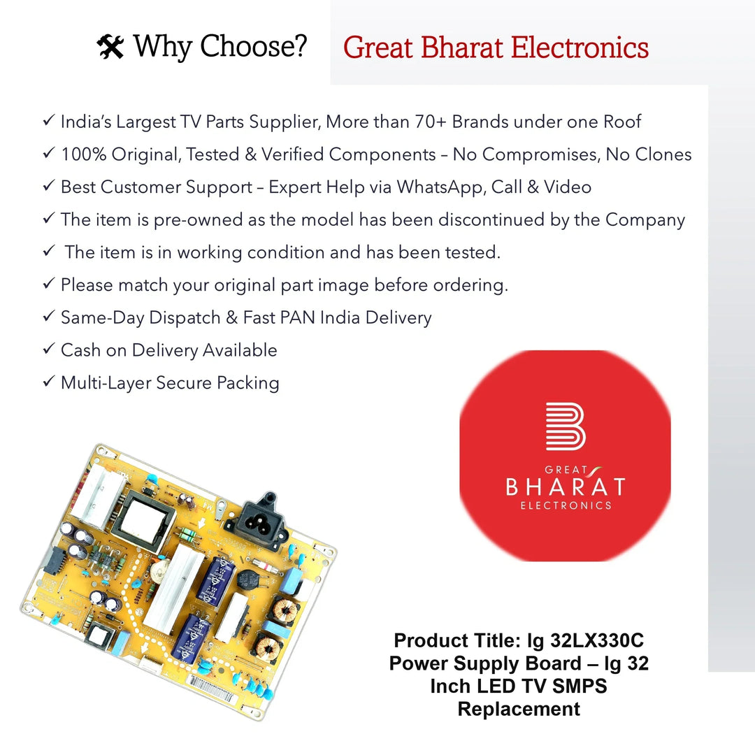 lg 32LX330C Power Supply Board – lg 32 Inch LED TV SMPS Replacement - Great Bharat Electronics