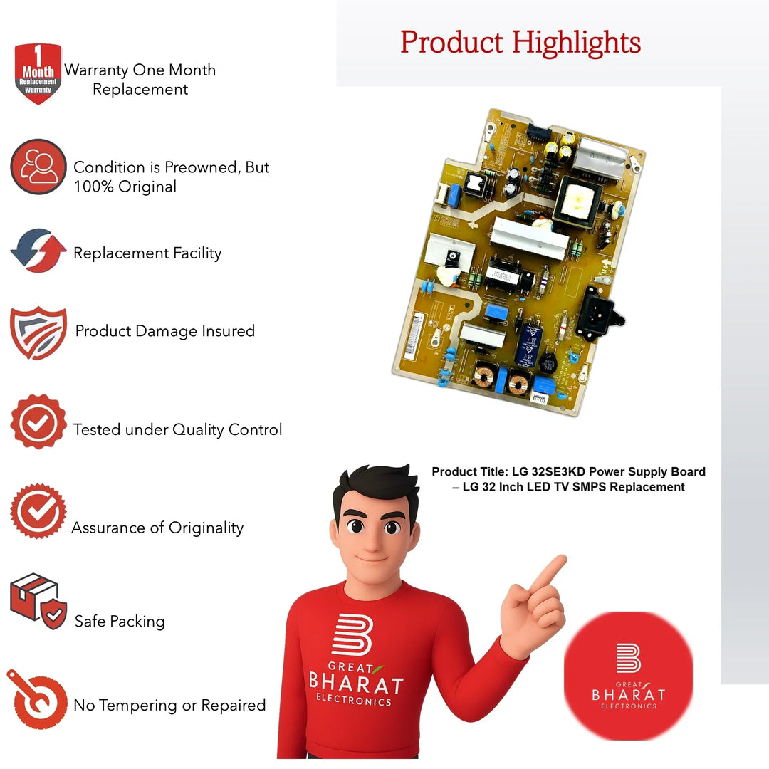 LG 32SE3KD Power Supply Board – LG 32 Inch LED TV SMPS Replacement - Great Bharat Electronics